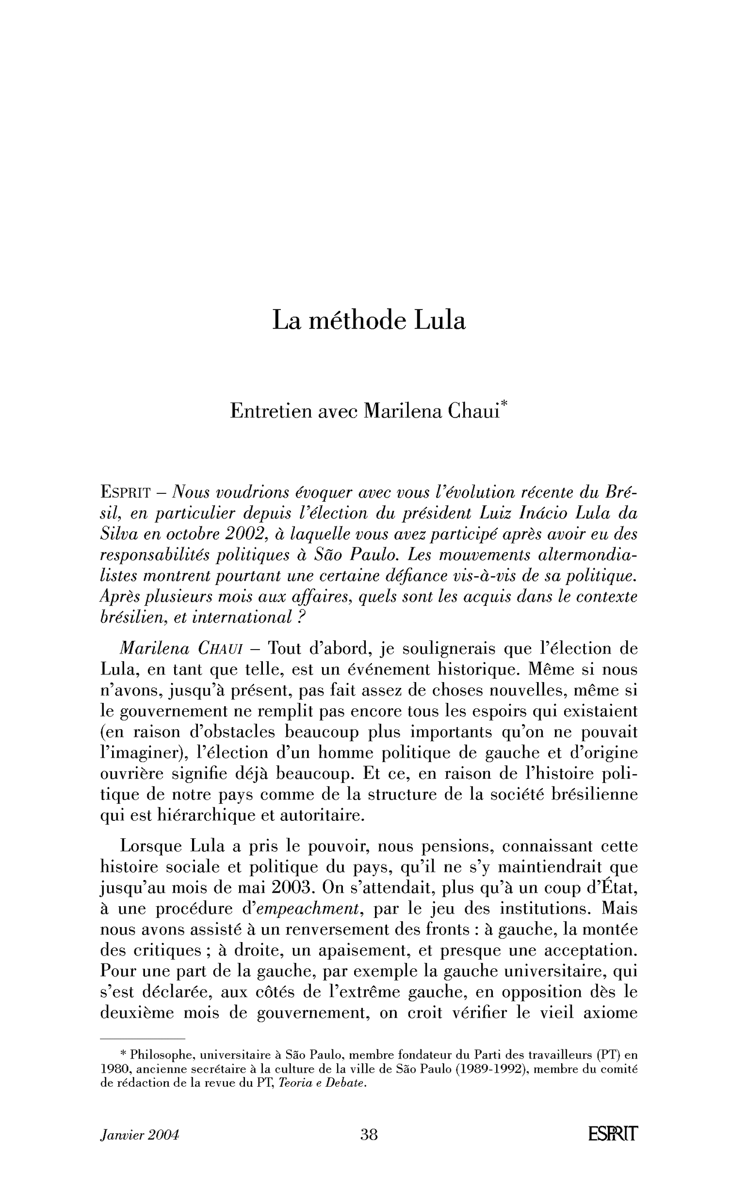 La méthode Lula. (Entretien)