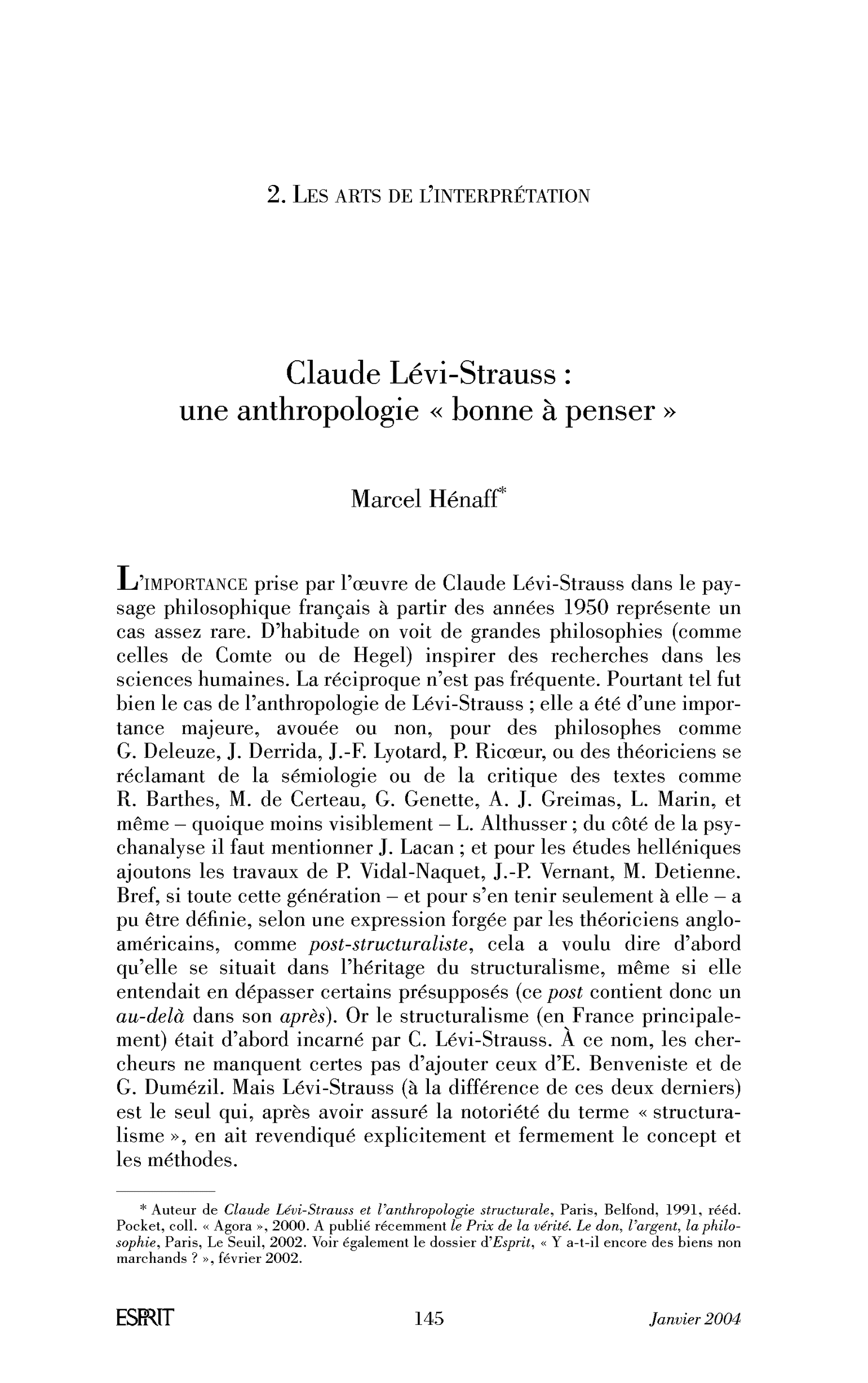 Claude Lévi-Strauss: une anthropologie « bonne à penser »