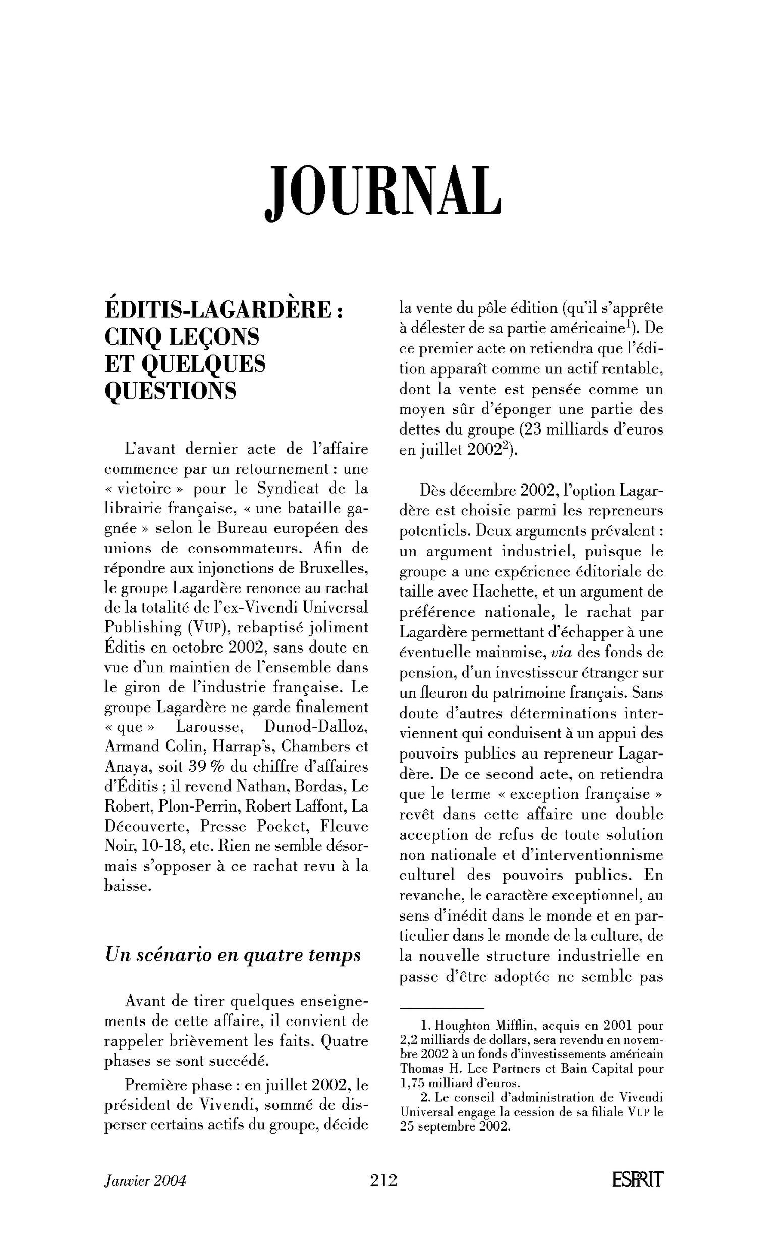 Éditis-Lagardère: cinq leçons et quelques questions