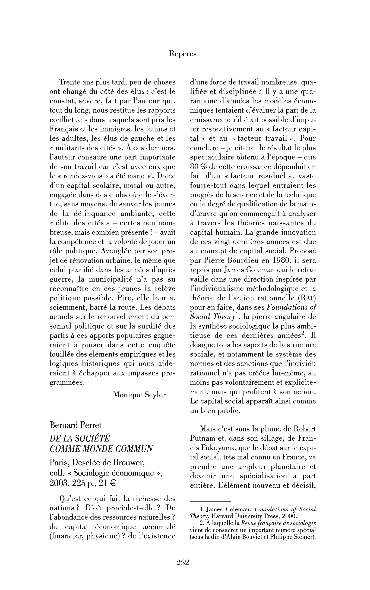 Bernard Perret: De la société comme monde commun