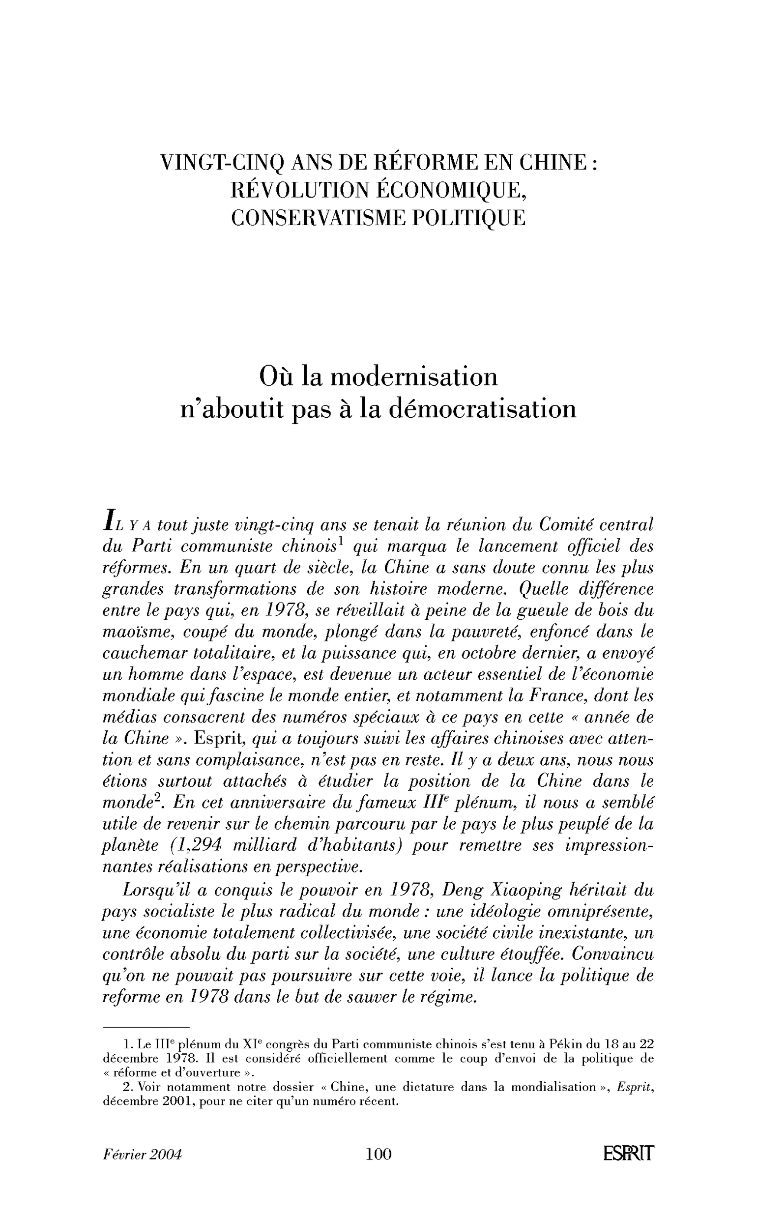 Où la modernisation n’aboutit pas à la démocratisation