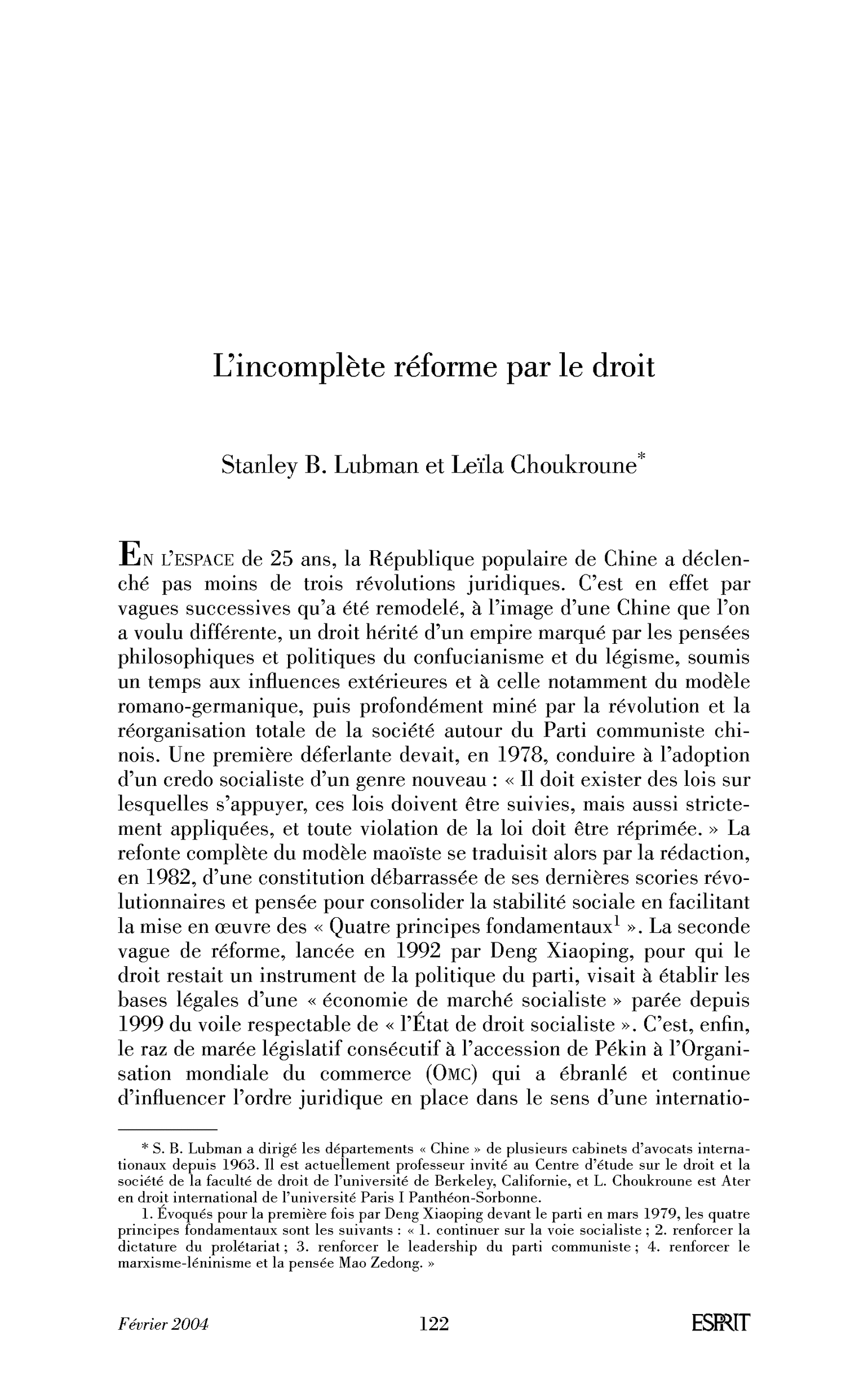 L’incomplète réforme par le droit