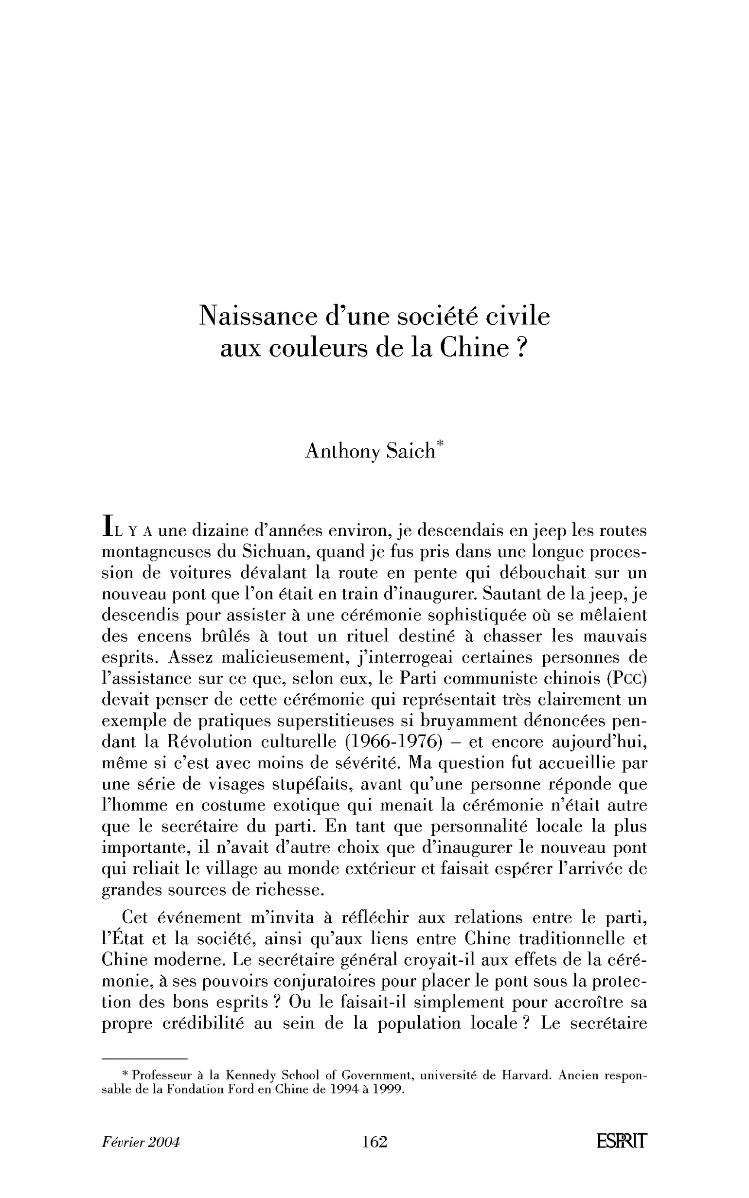 Naissance d’une société civile aux couleurs de la Chine ?