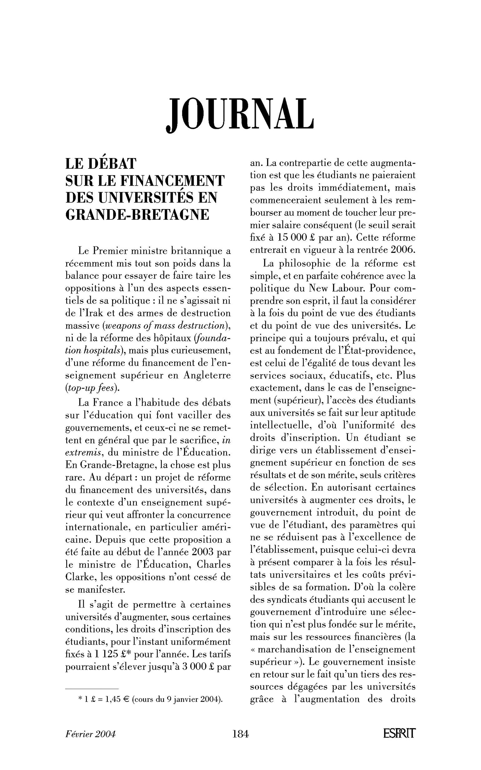 Le débat sur le financement des universités en Grande-Bretagne