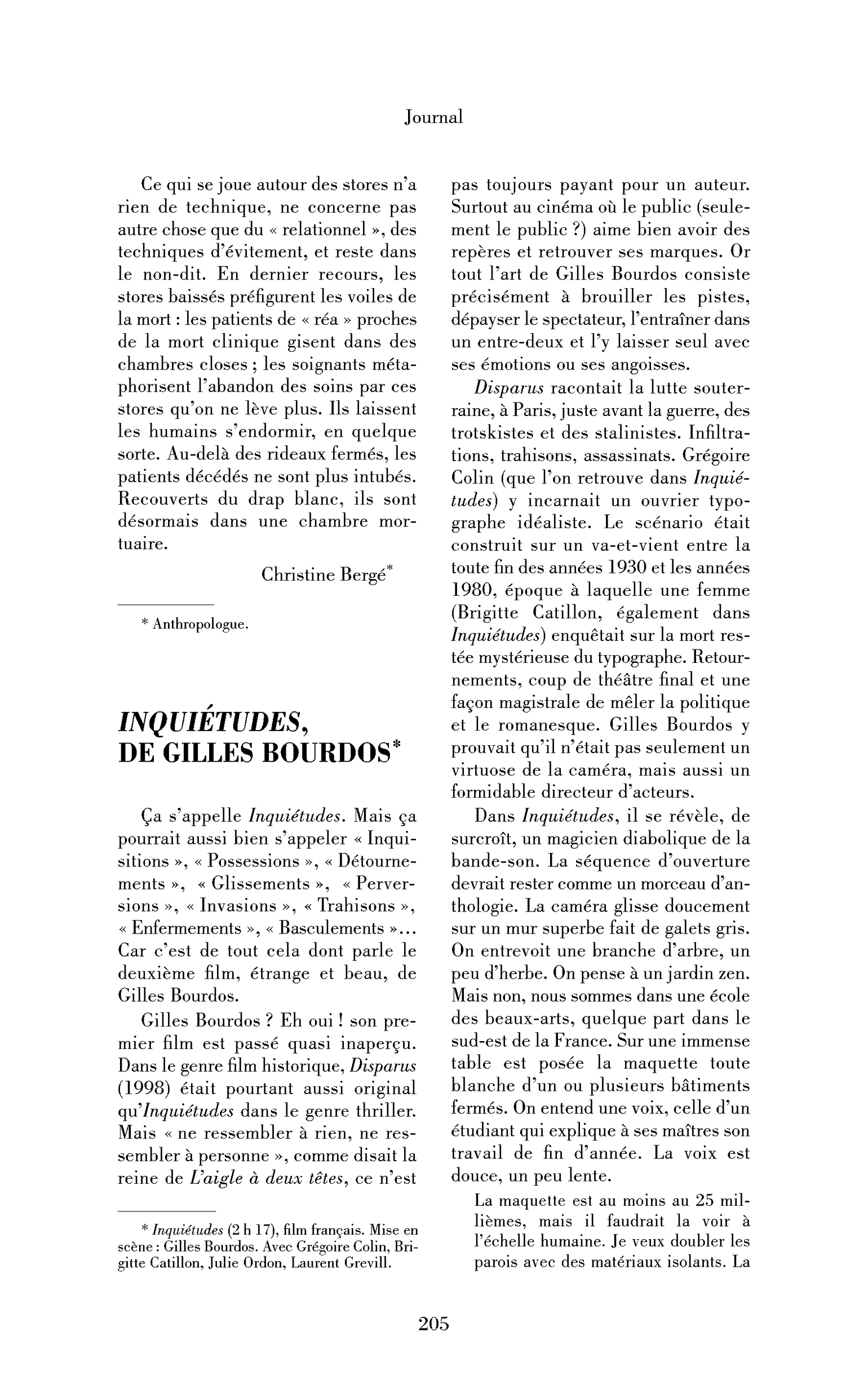 Inquiétudes, de Gilles Bourdos