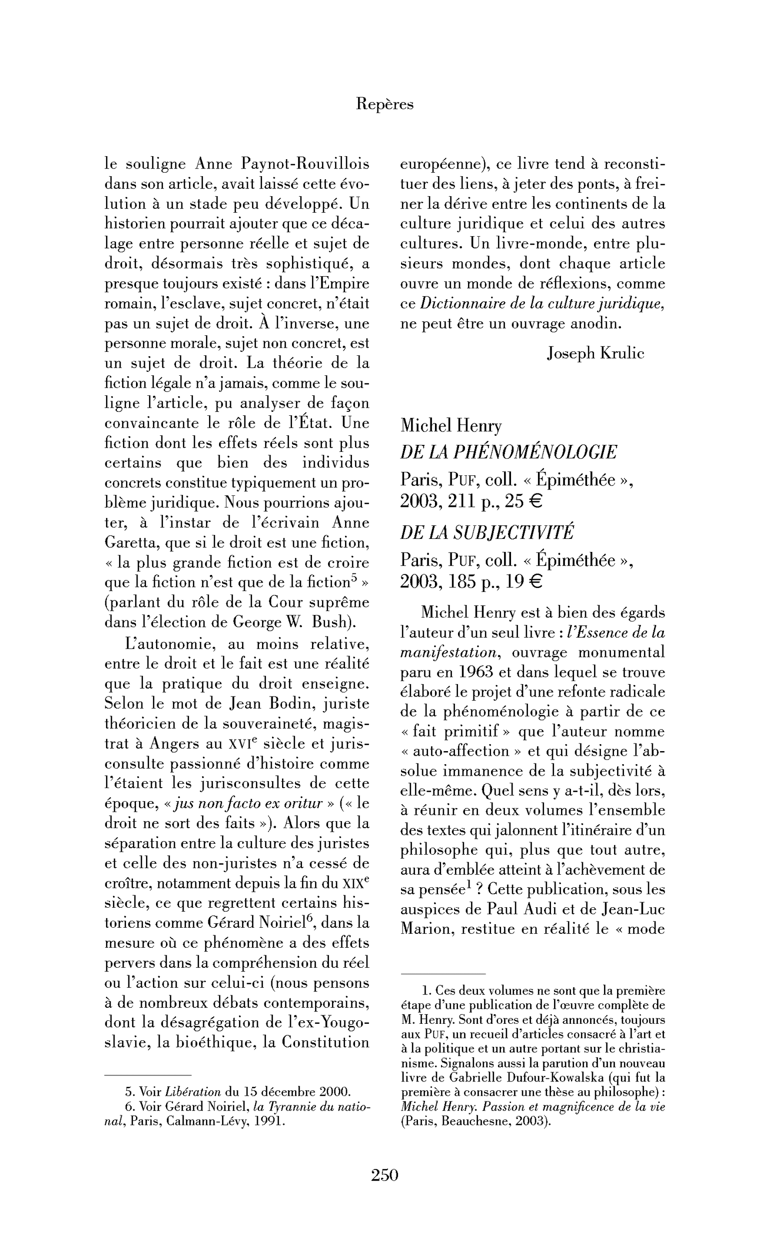 Michel Henry: De la subjectivité