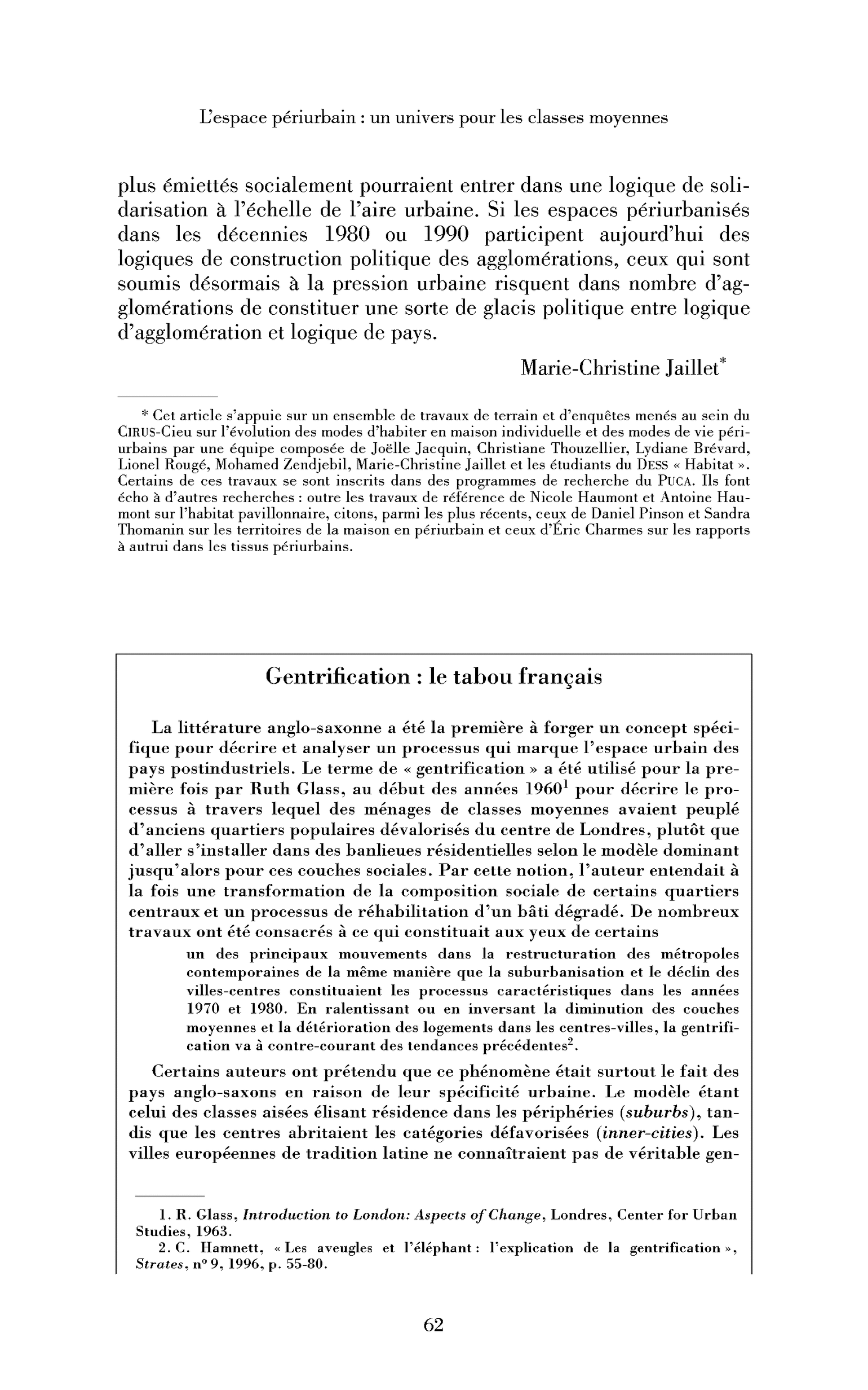 Encadré: Gentrification: le tabou français
