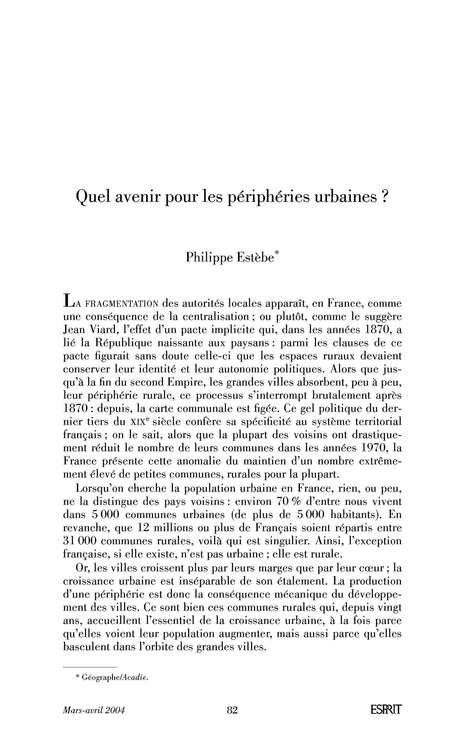 Quel avenir pour les périphéries urbaines?