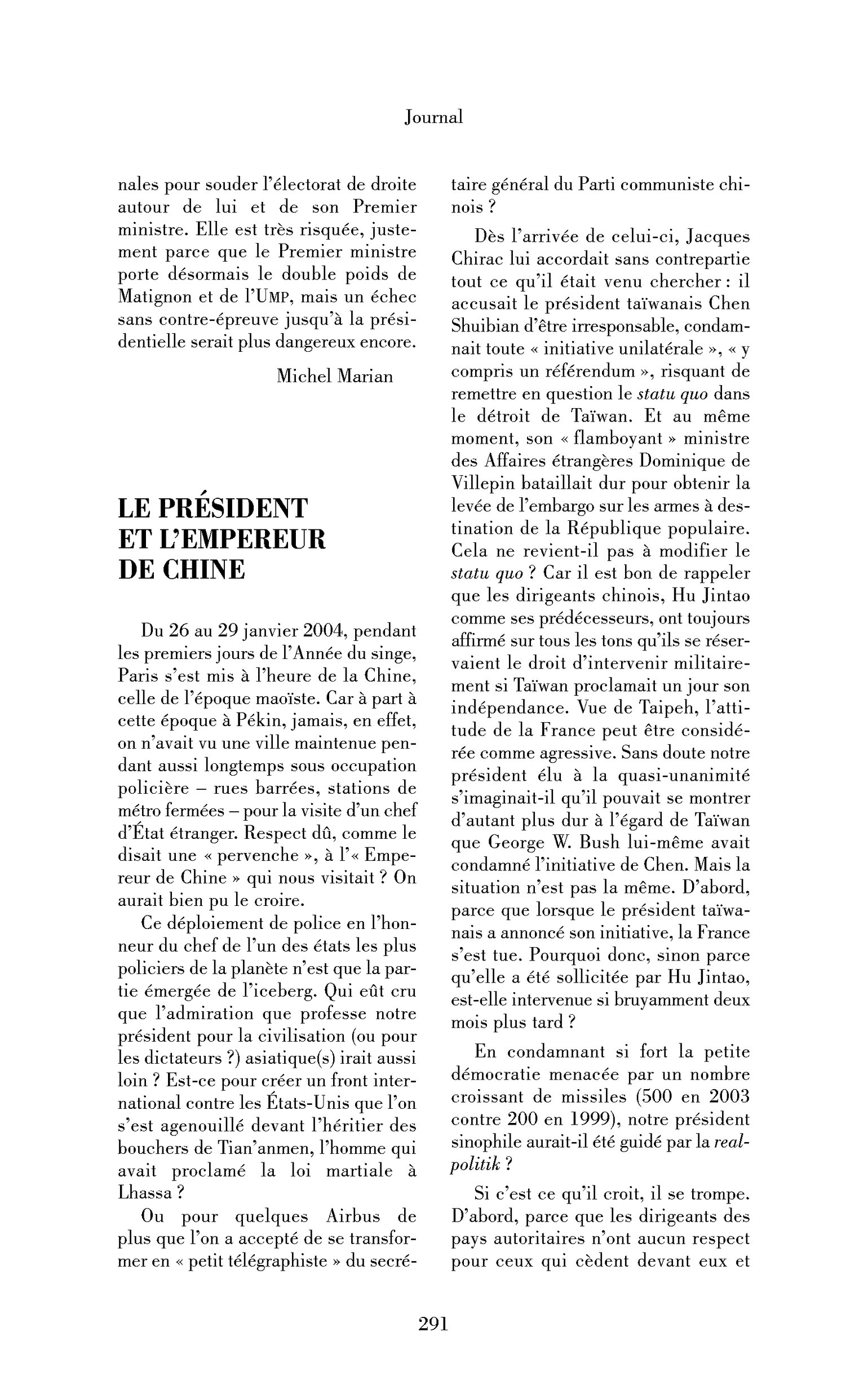 Le président et l’empereur de Chine
