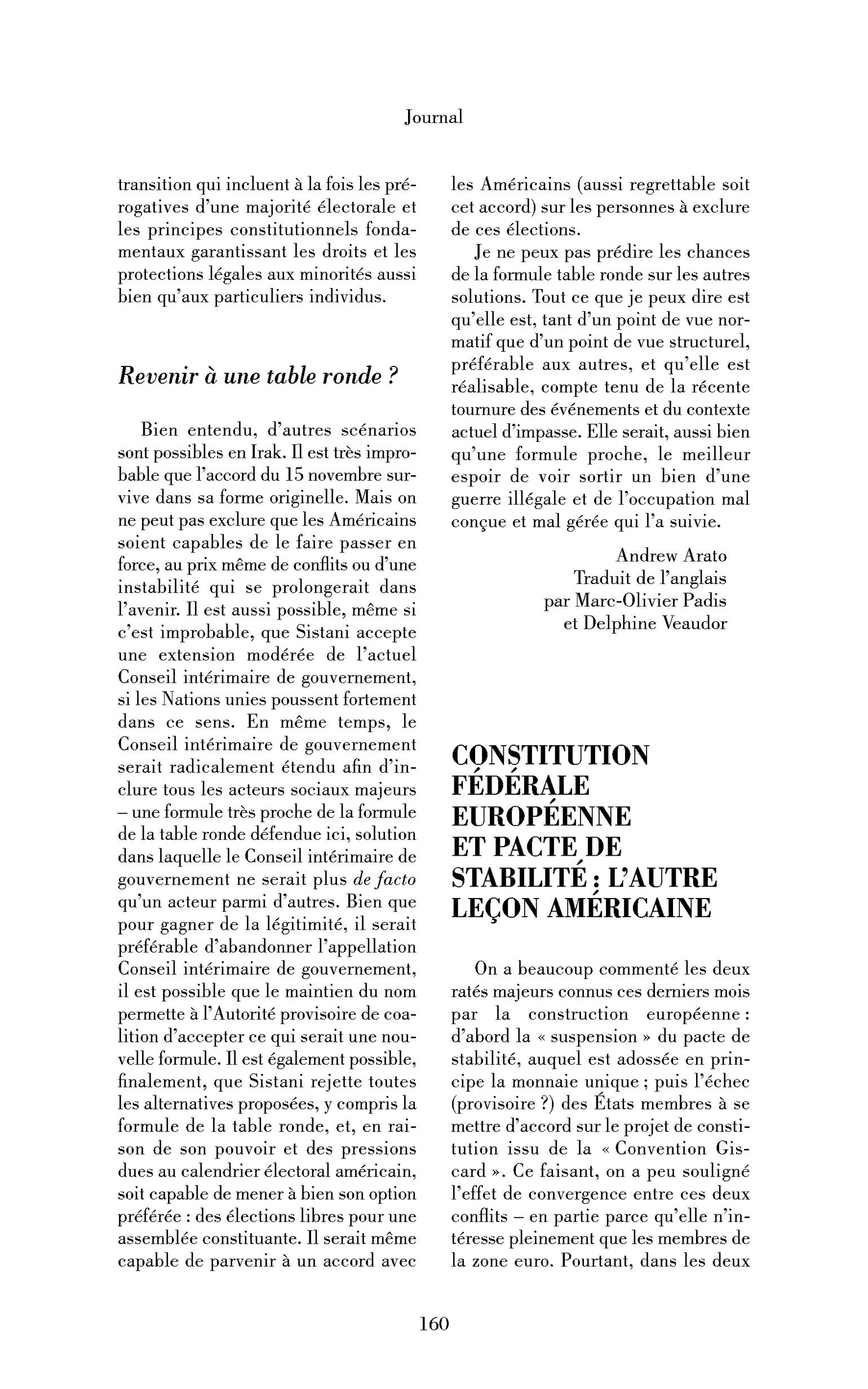 Constitution fédérale européenne et pacte de stabilité: l’autre leçon américaine