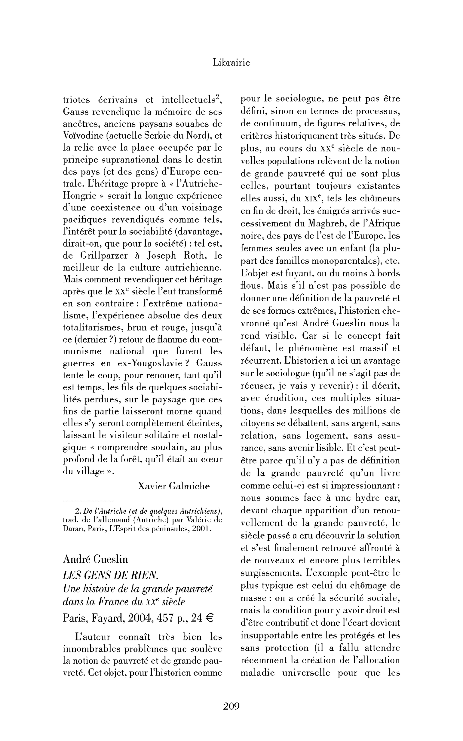 André Gueslin: les Gens de rien. Une histoire de la grande pauvreté dans la France du XXe siècle