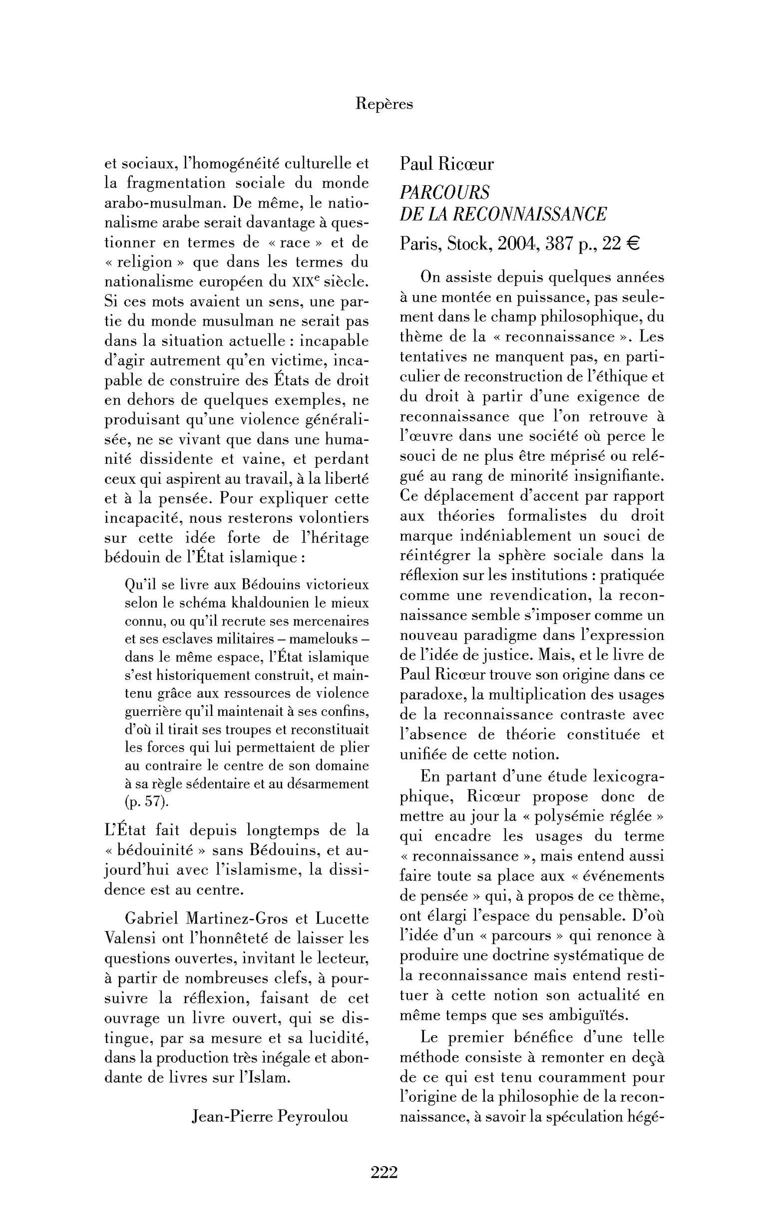 Paul Ricœur: Parcours de la reconnaissance