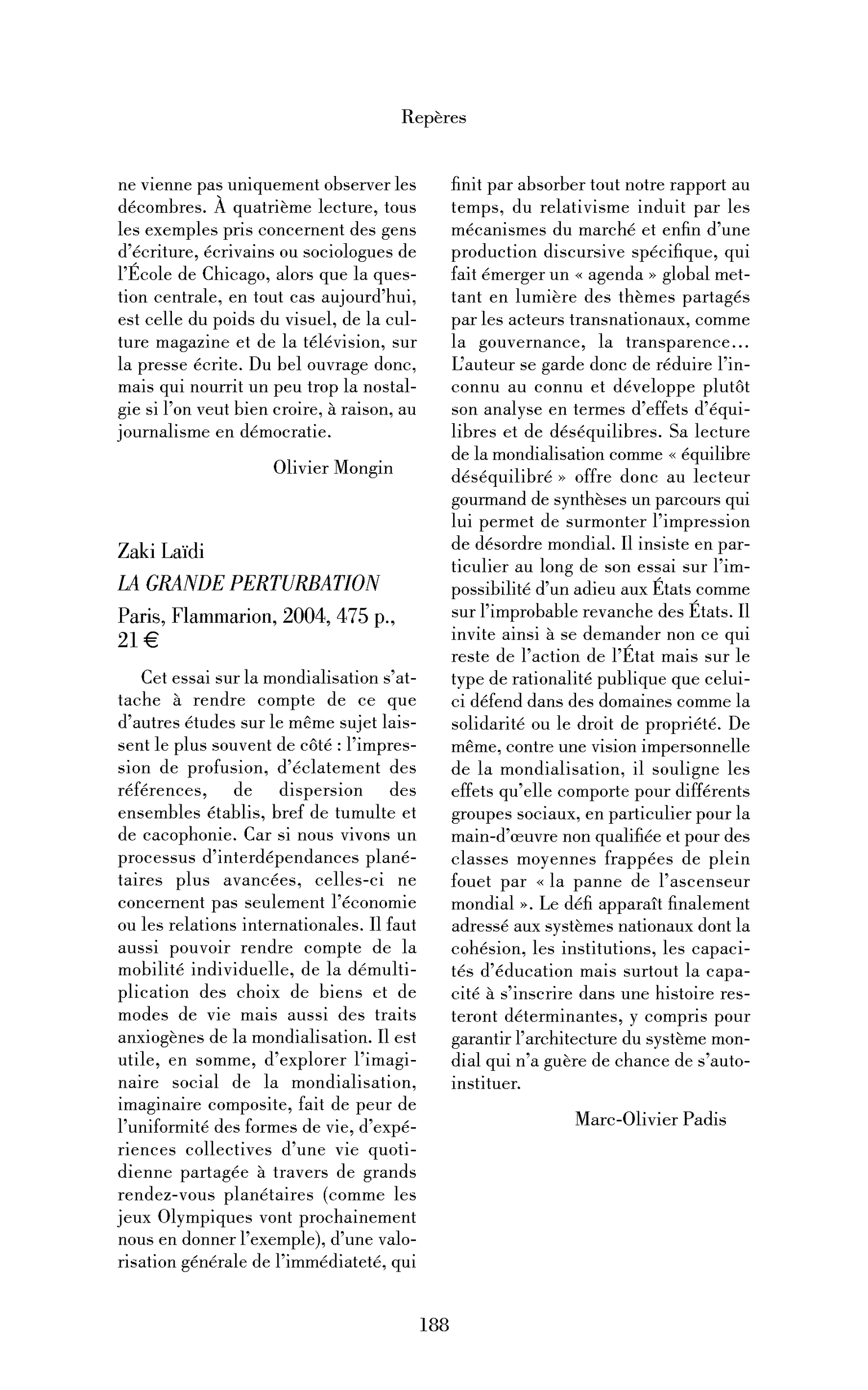 Zaki Laïdi: la Grande Perturbation