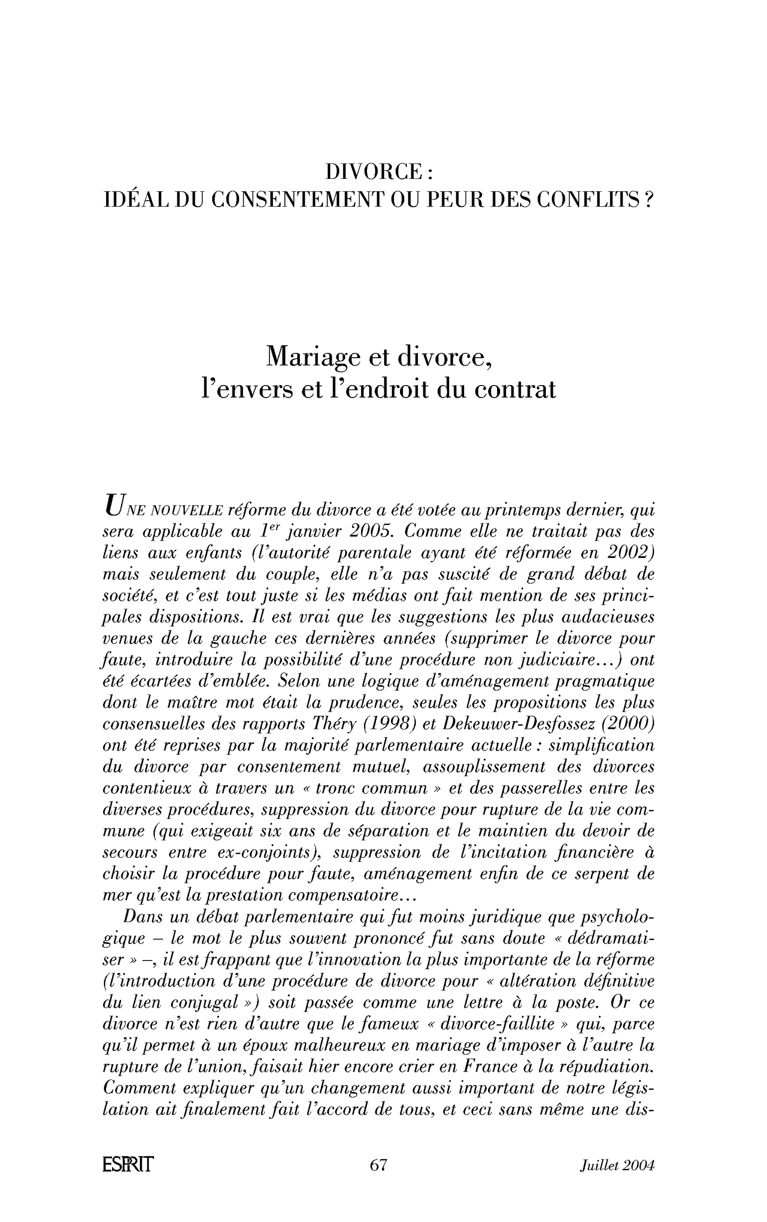 Introduction: Mariage et divorce, l’envers et l’endroit du contrat