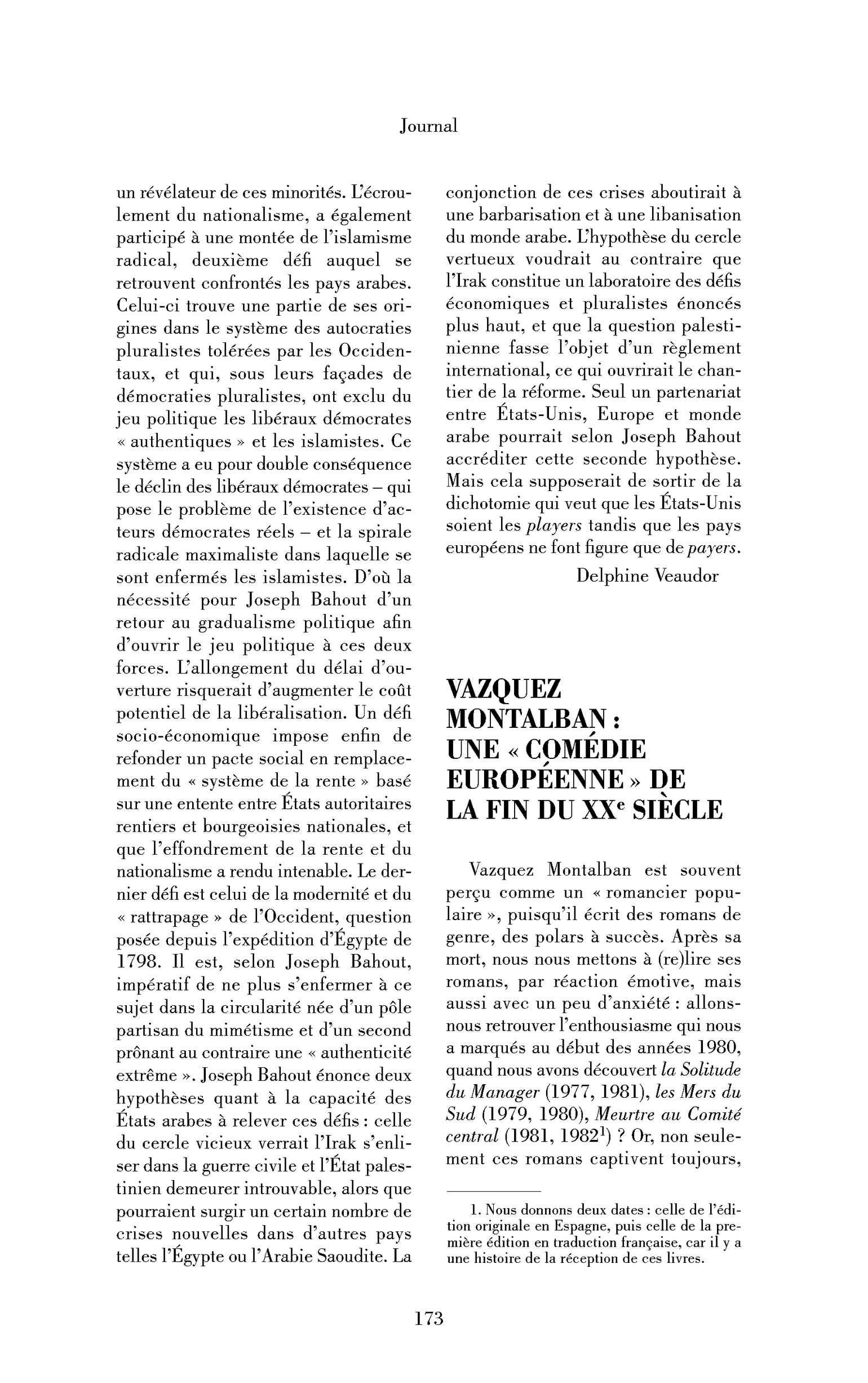 Vazquez Montalban: une « comédie européenne » de la fin du XXe siècle