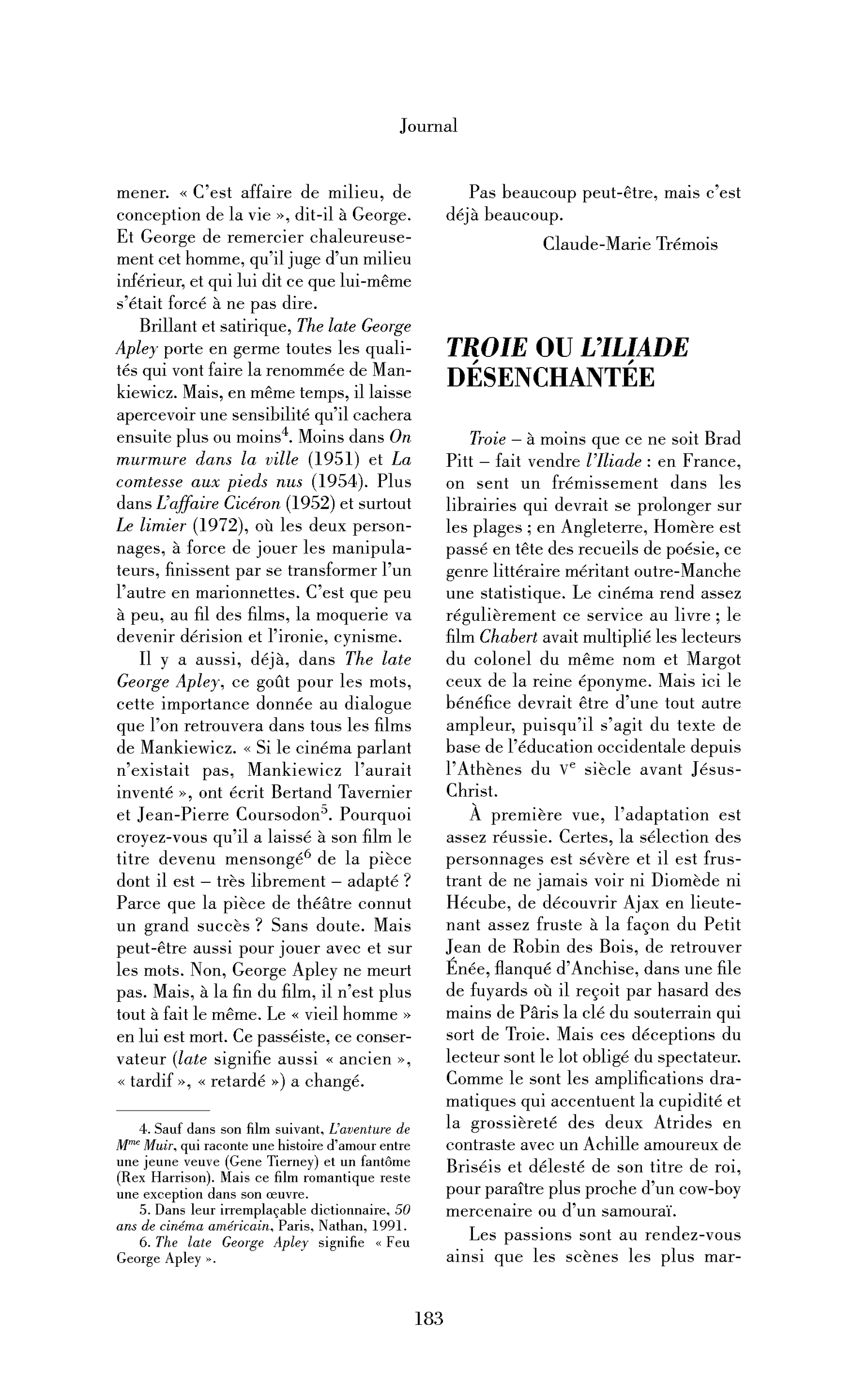 Troie ou l’Iliade désenchantée
