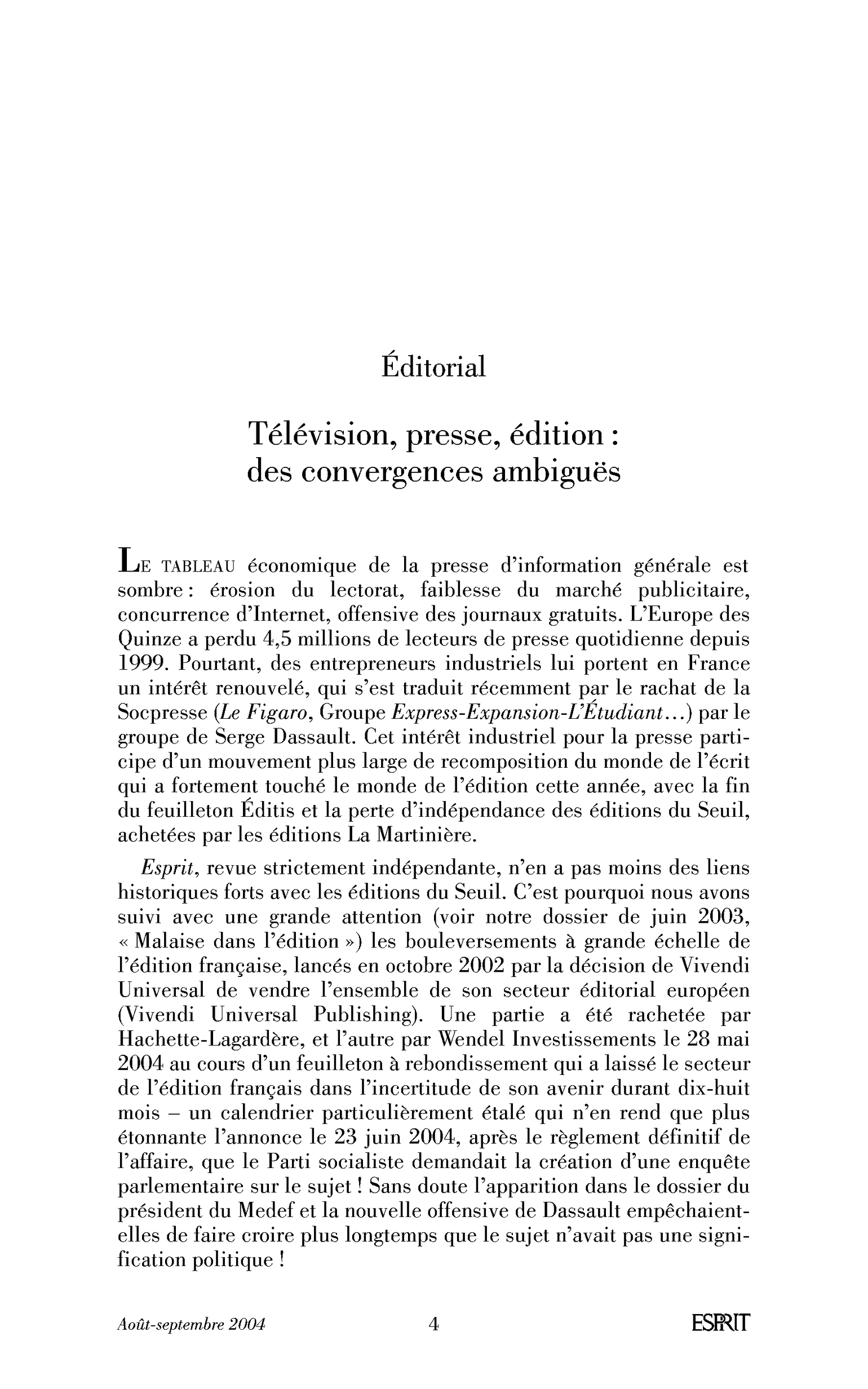 Télévision, presse, édition : des convergences ambiguës