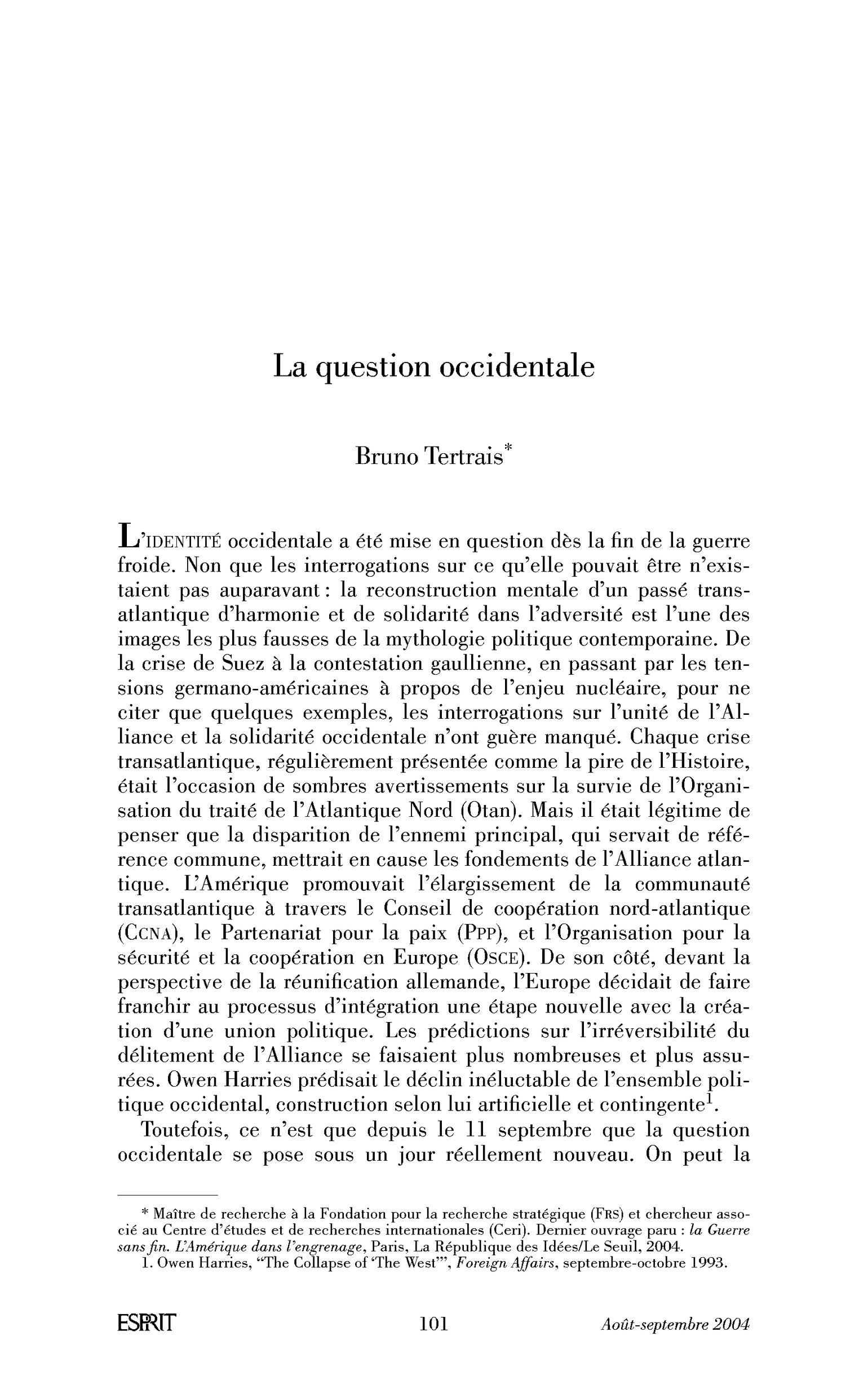 La question occidentale