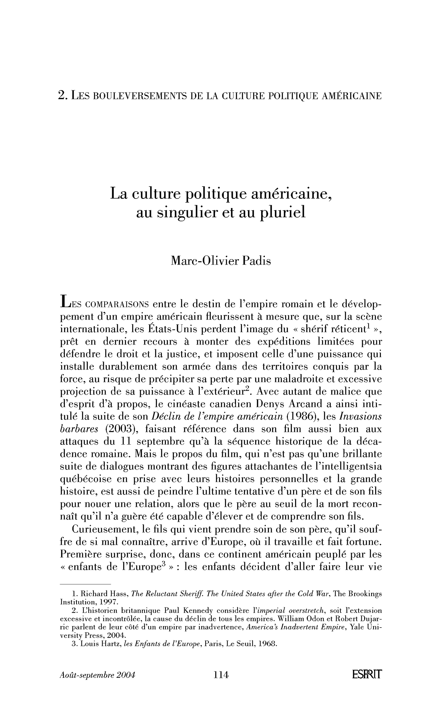 La culture politique américaine, au singulier et au pluriel