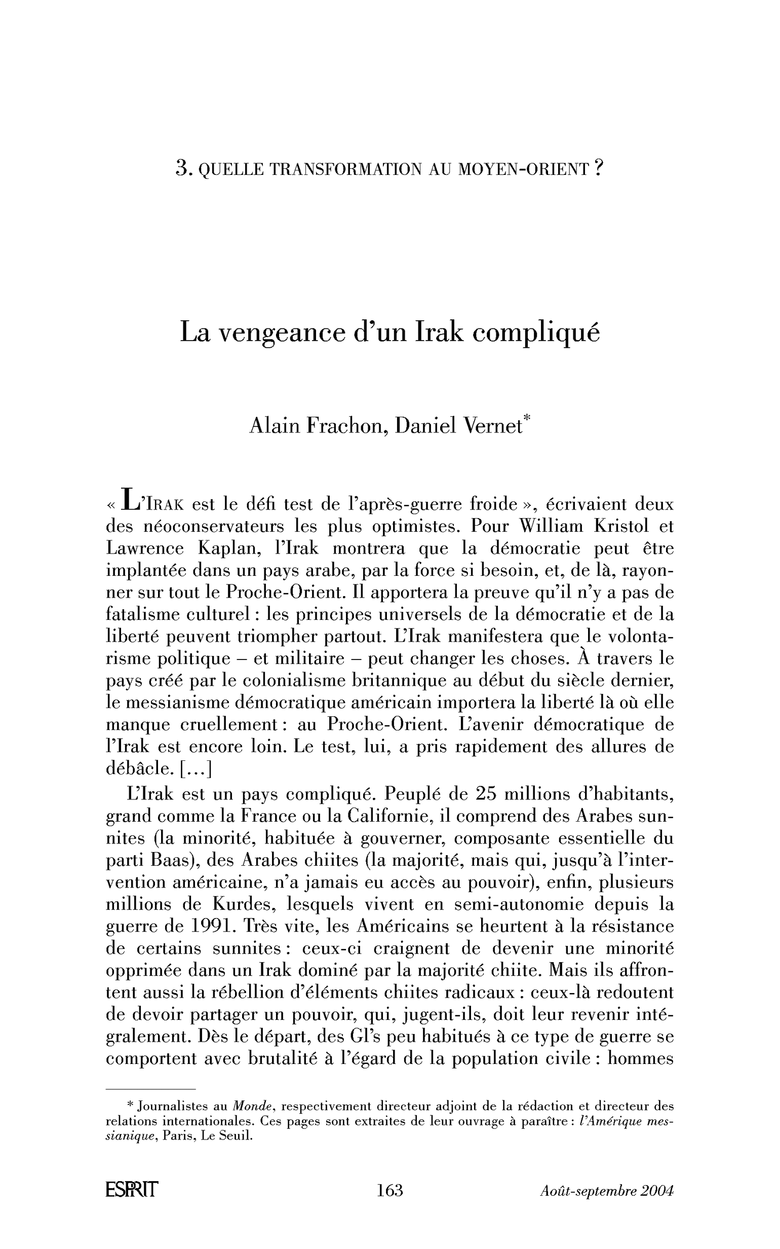 La vengeance d’un Irak compliqué