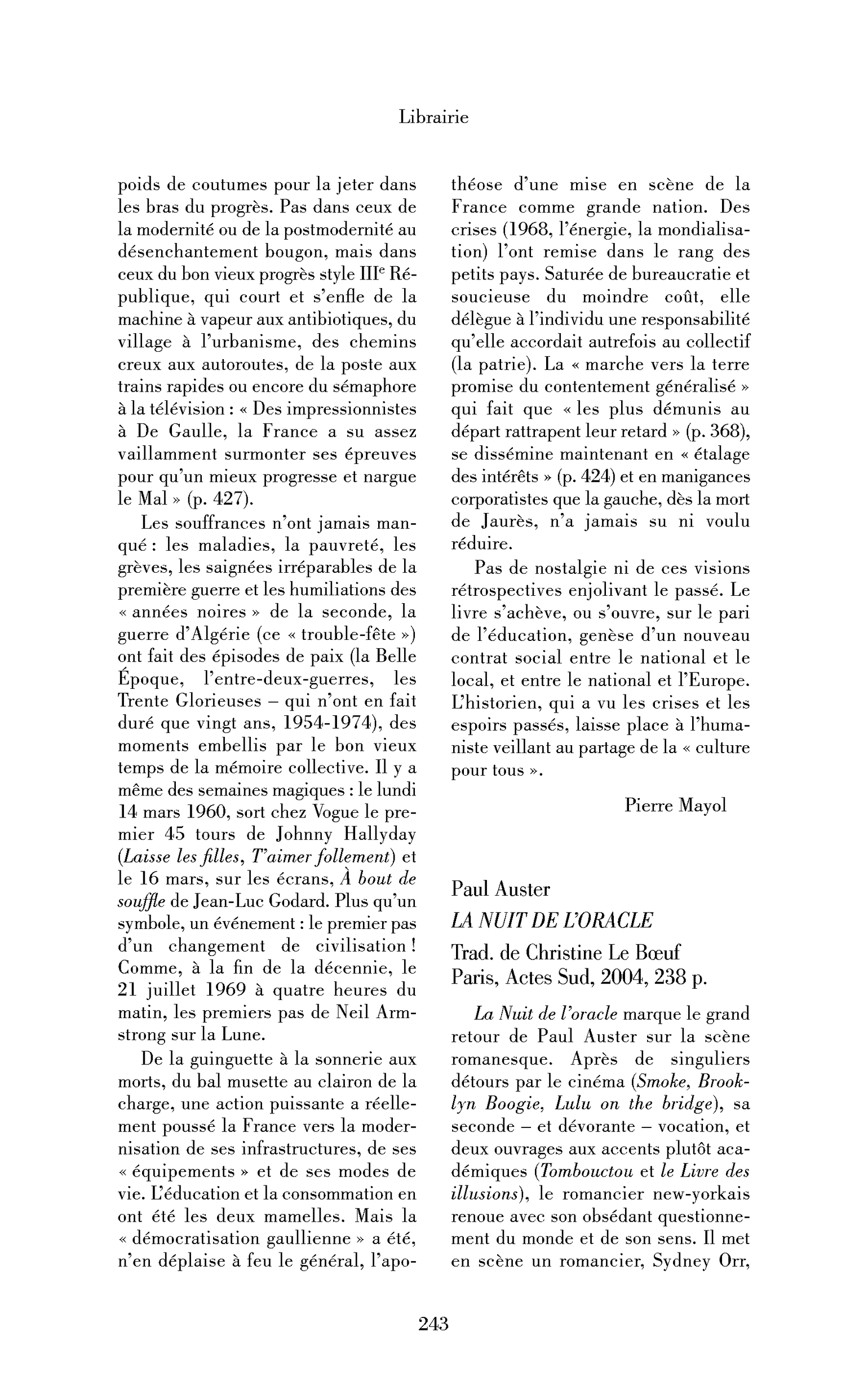 Paul Auster: la Nuit de l’oracle