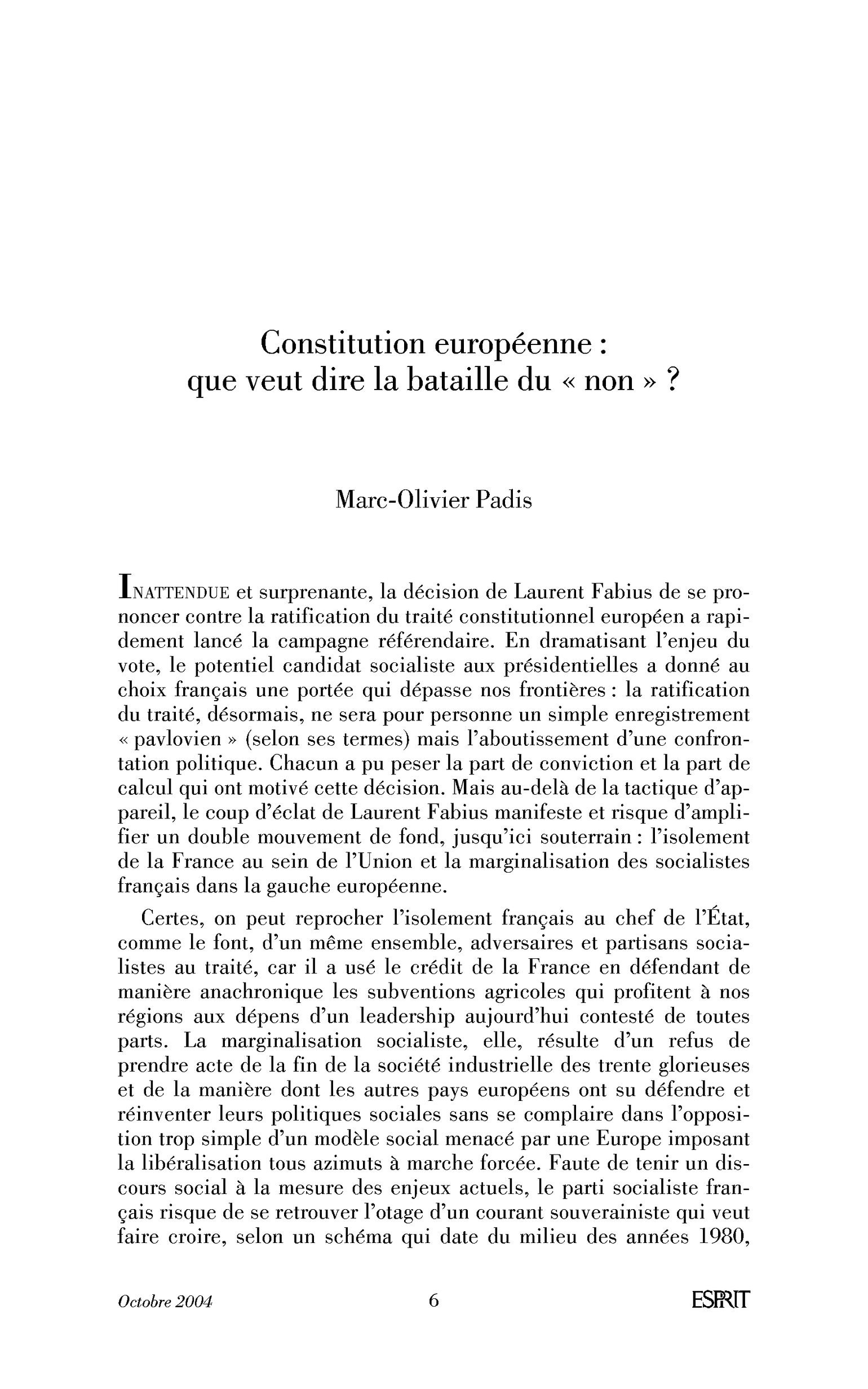 Constitution européenne : que veut dire la bataille du « non » ?