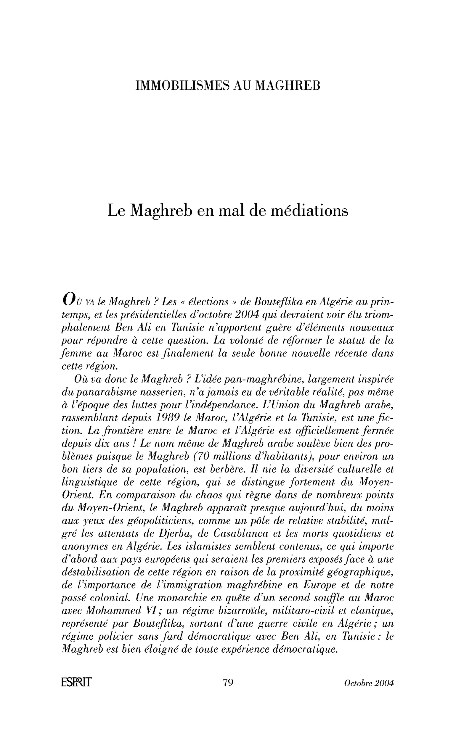 Introduction: Le Maghreb en mal de médiations
