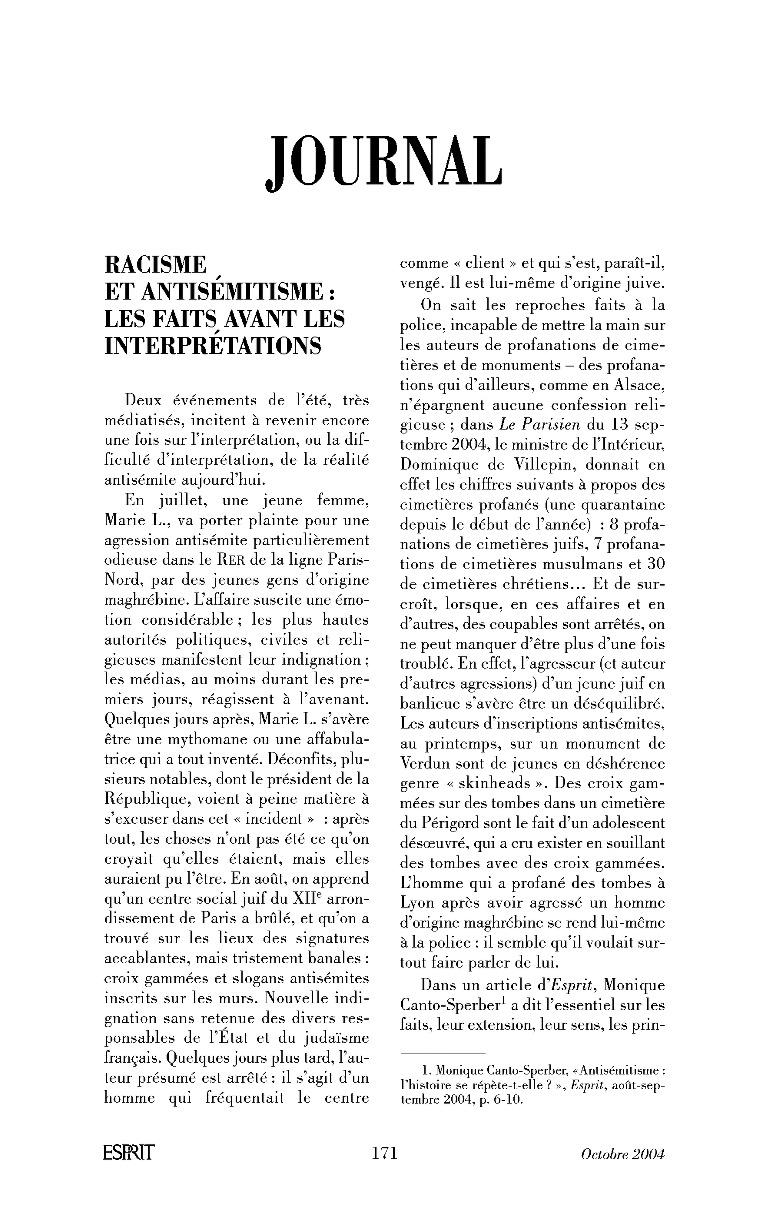 Racisme et antisémitisme : les faits avant les interprétations