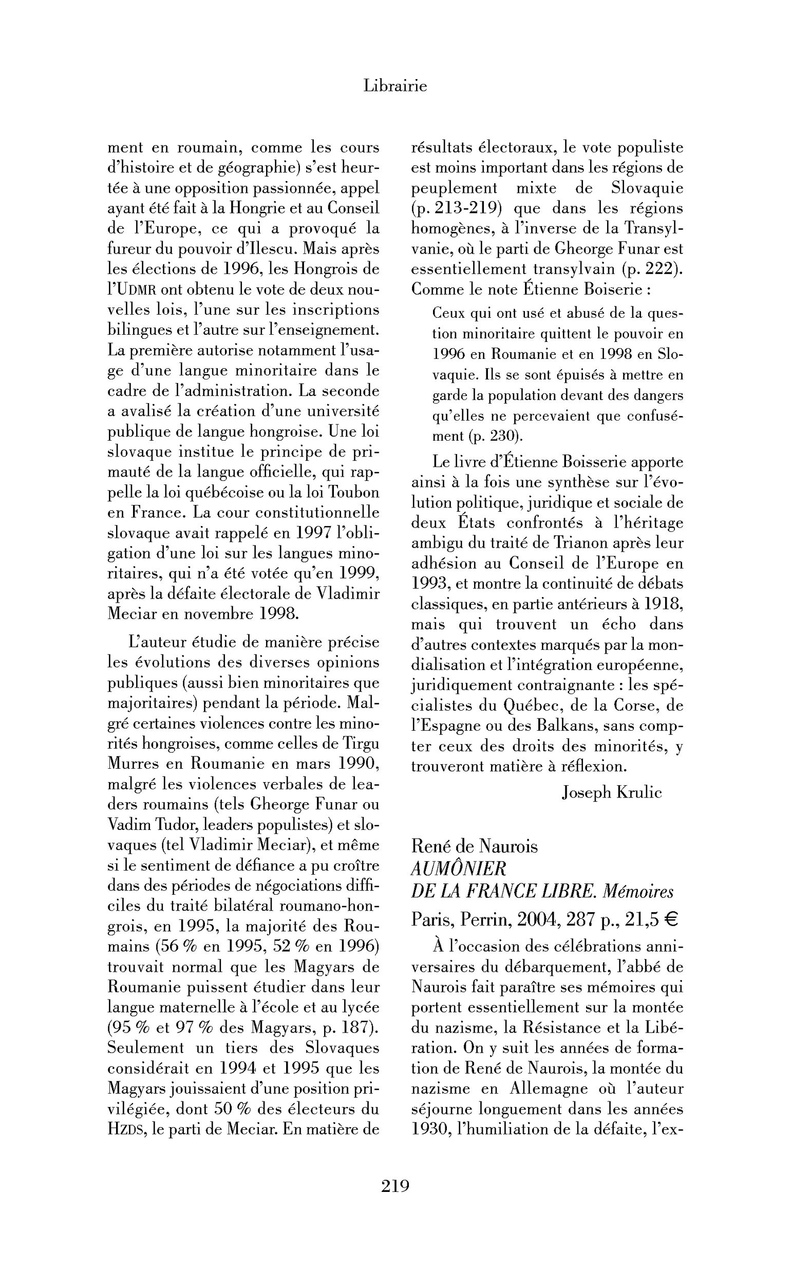 René de Naurois : Aumônier de la France Libre. Mémoires