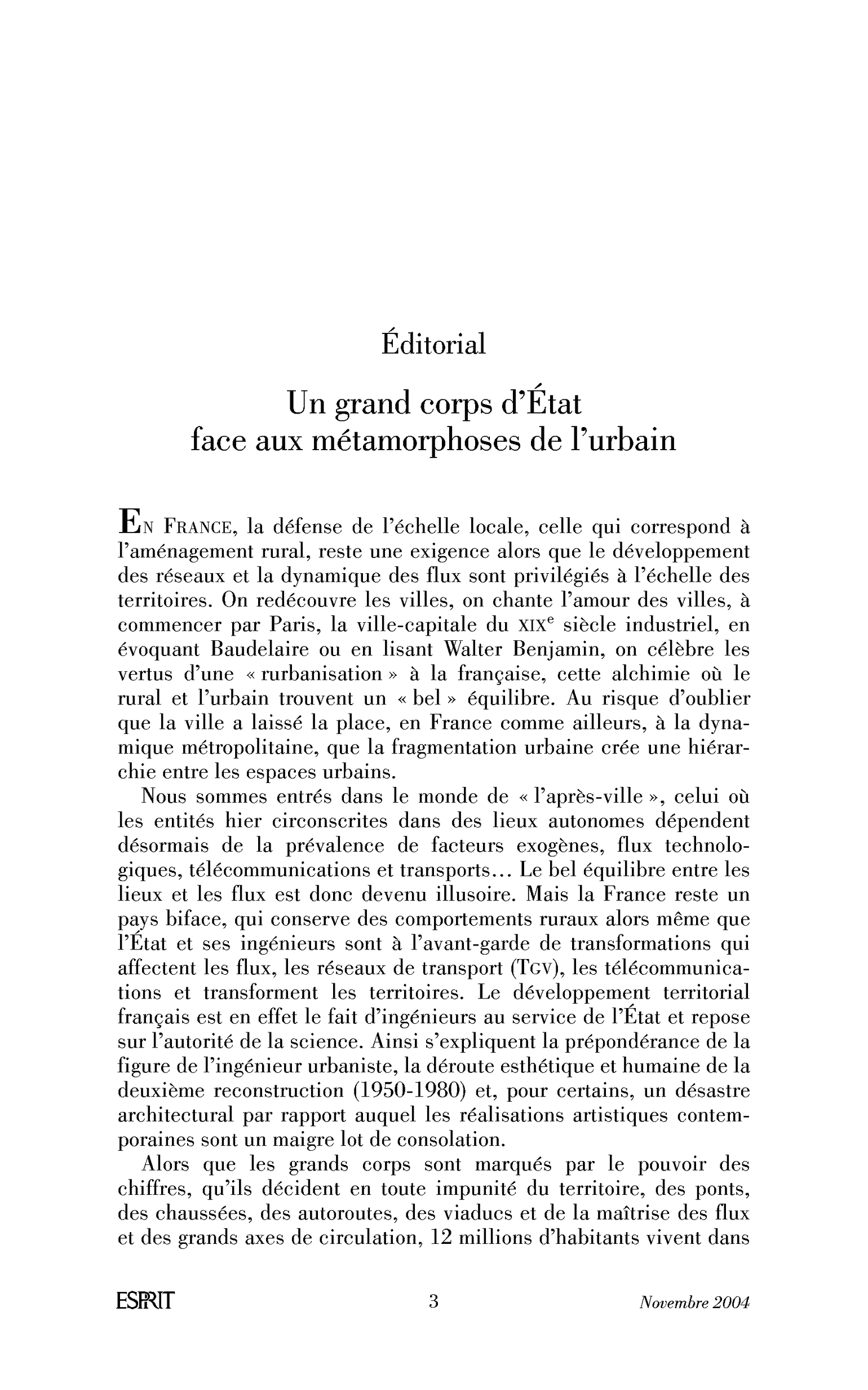 Un grand corps d’État face aux métamorphoses de l’urbain