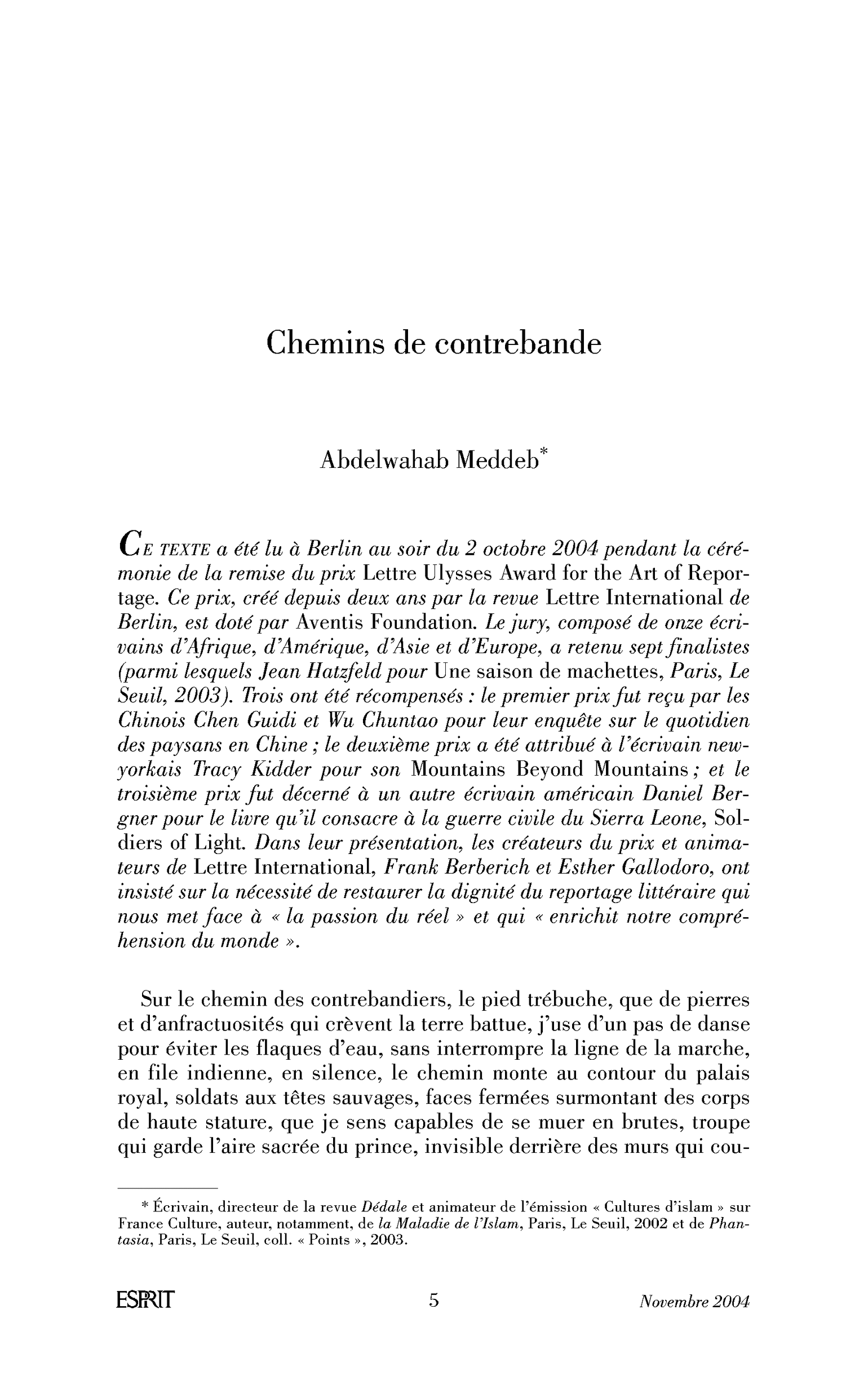 Chemins de contrebande