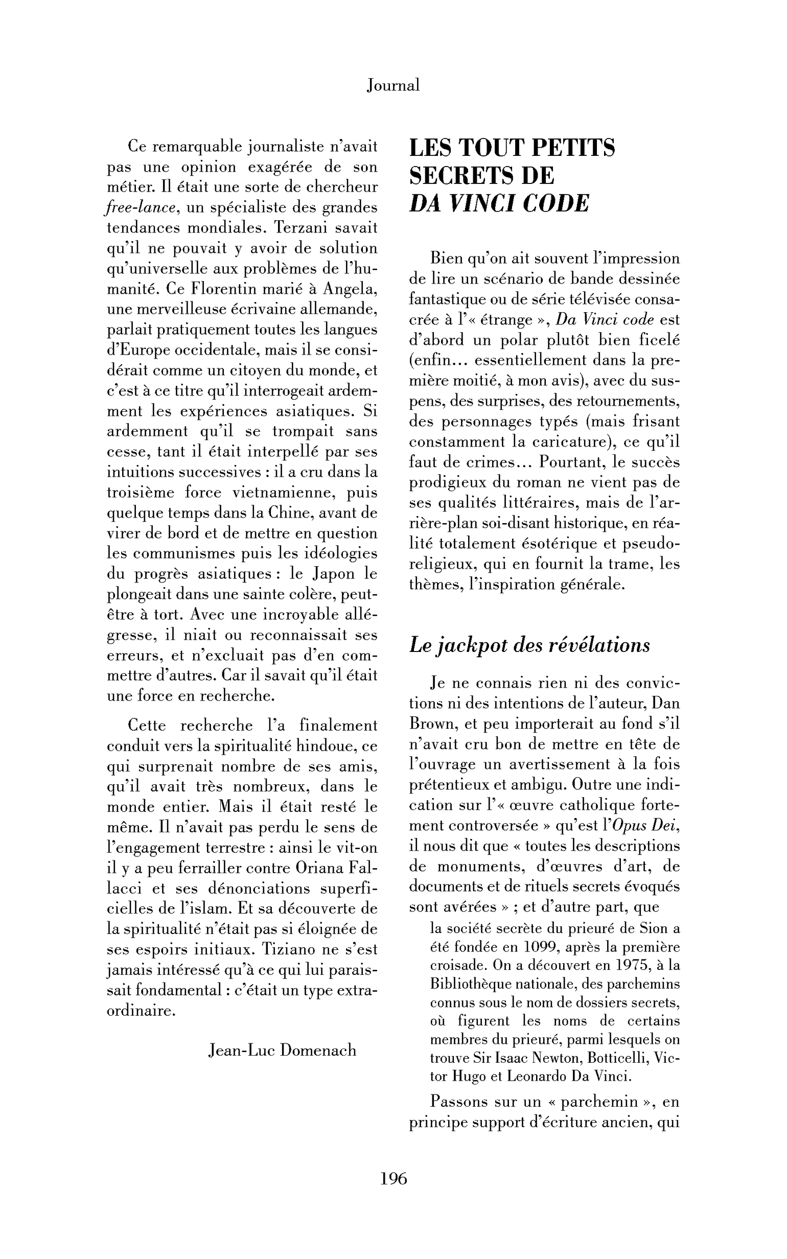 Les tout petits secrets de Da Vinci code
