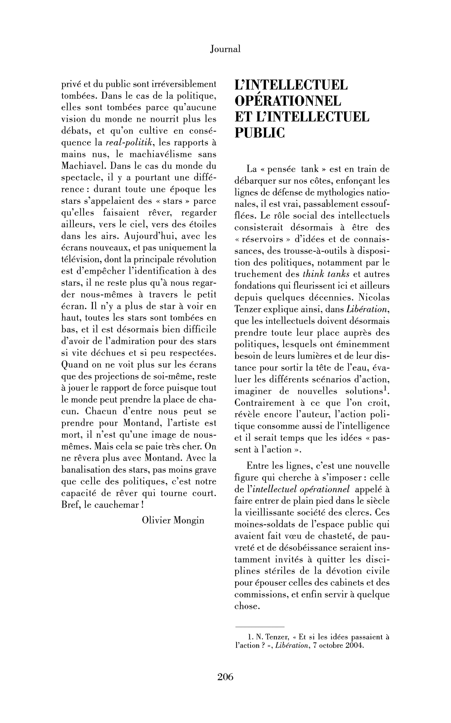 L’intellectuel opérationnel et l’intellectuel public