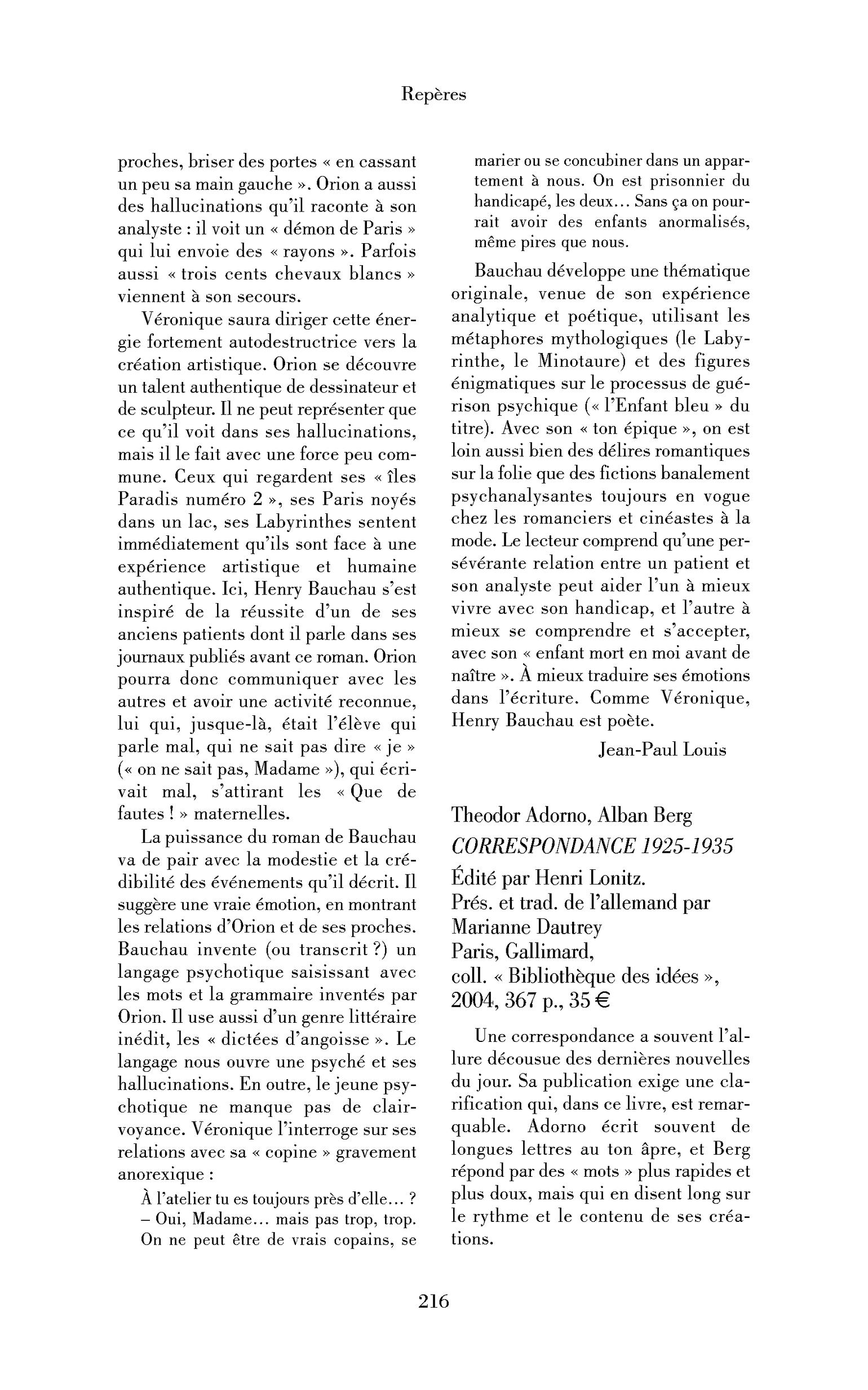 Theodor Adorno, Alban Berg: Correspondance 1925-1935