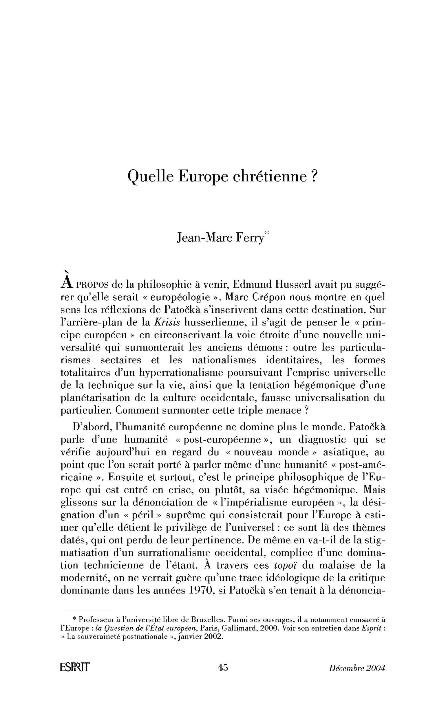 Quelle Europe chrétienne ?