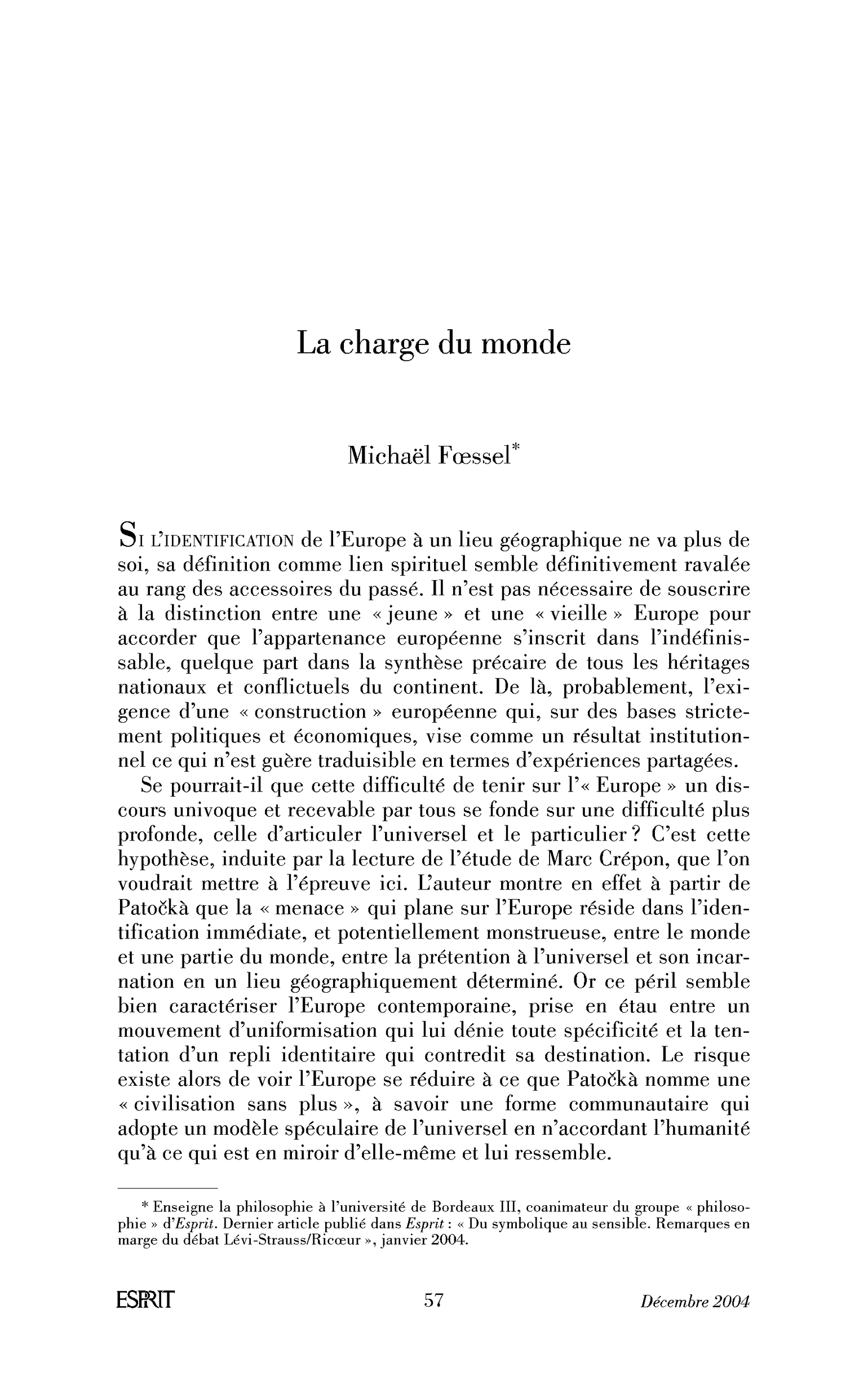 La charge du monde