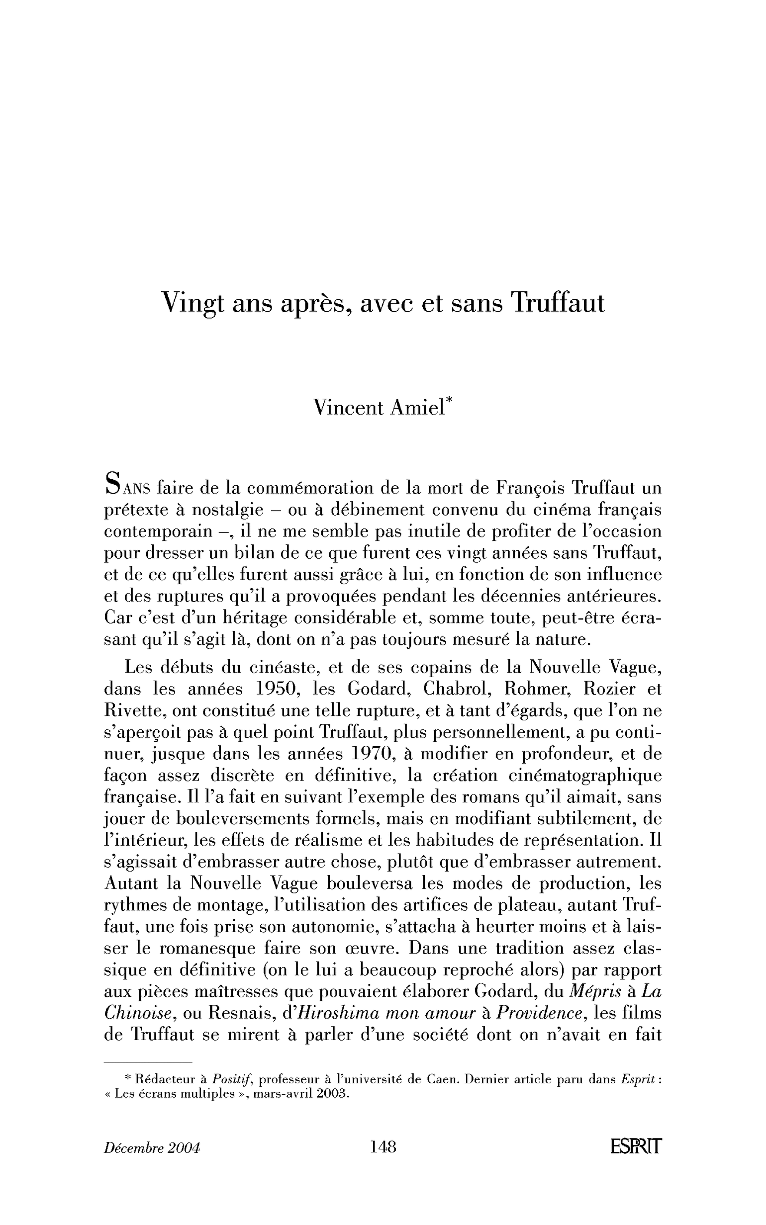 Vingt ans après, avec et sans Truffaut