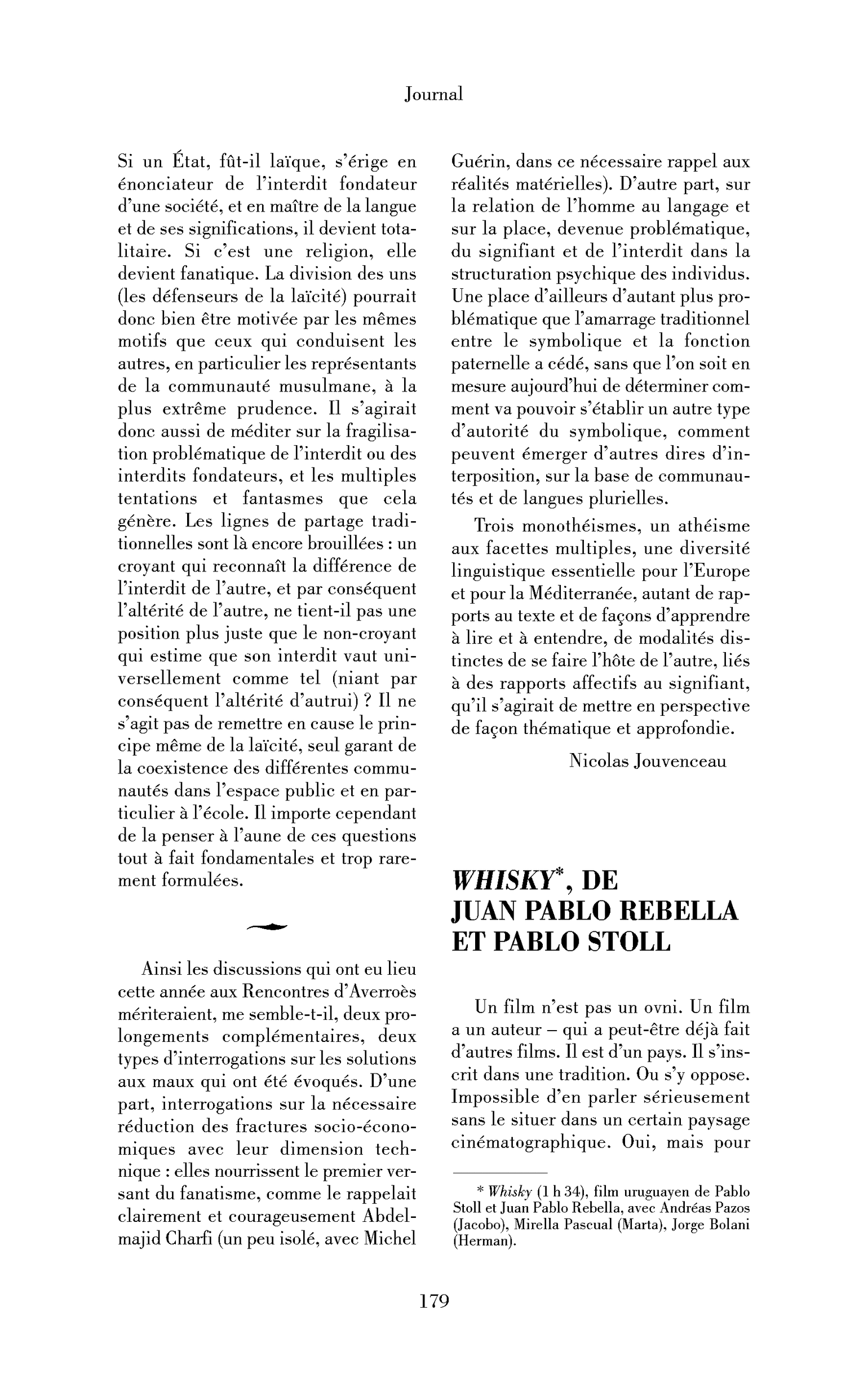 Whisky, de Juan Pablo Rebella et Pablo Stoll