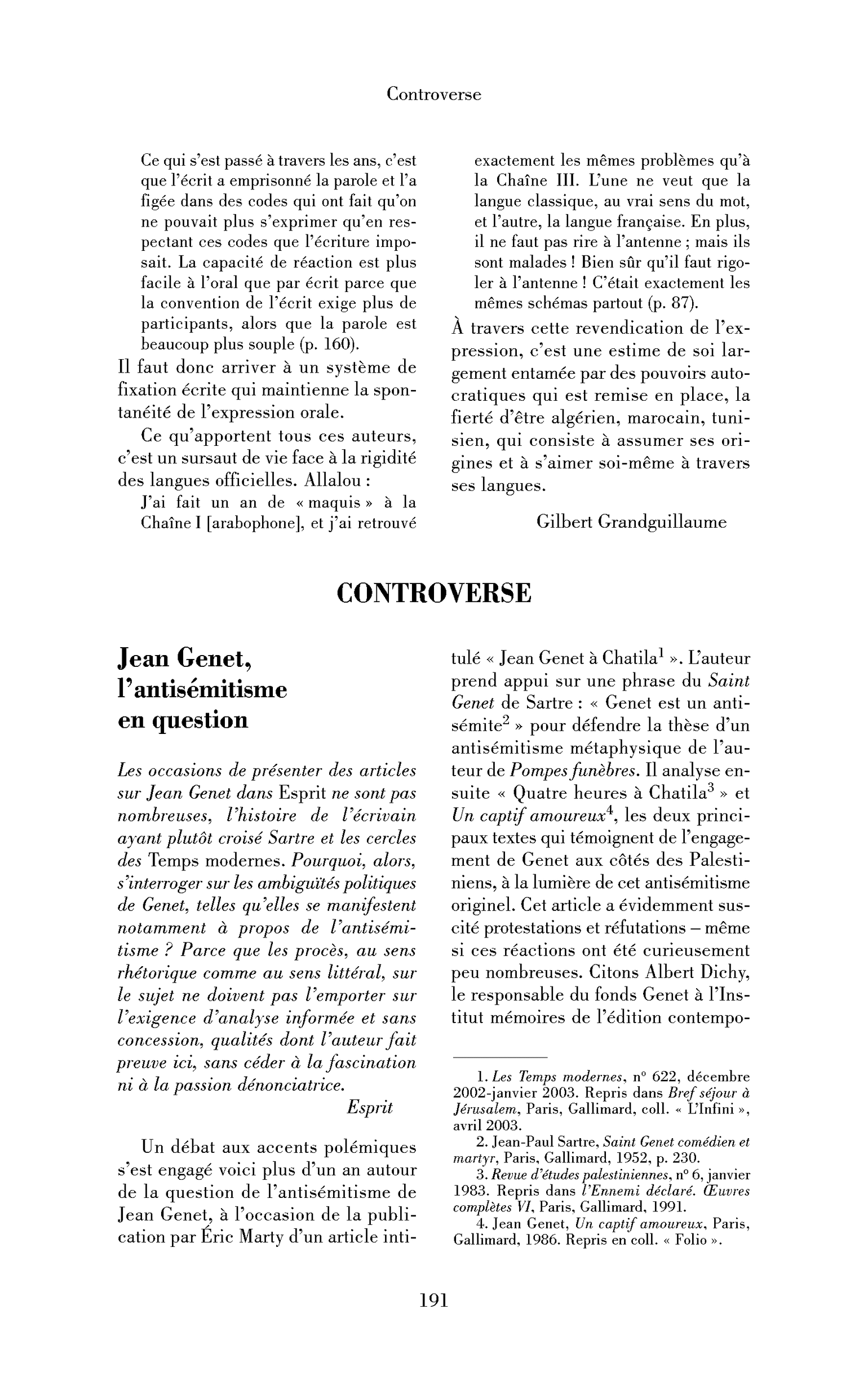Jean Genet, l’antisémitisme en question