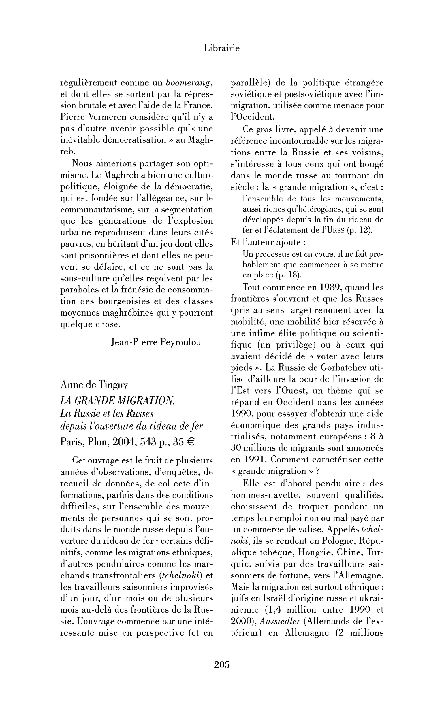 Anne de Tinguy: la Grande Migration