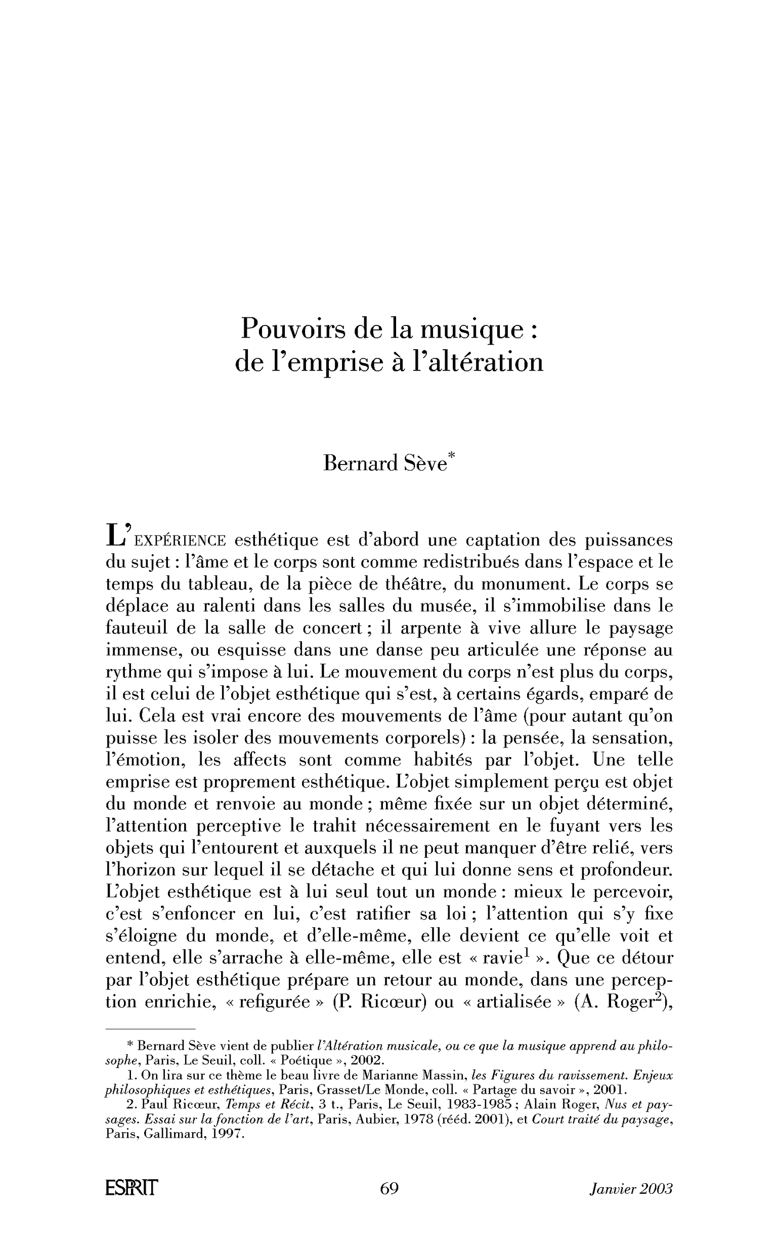Pouvoirs de la musique : de l’emprise à l’altération