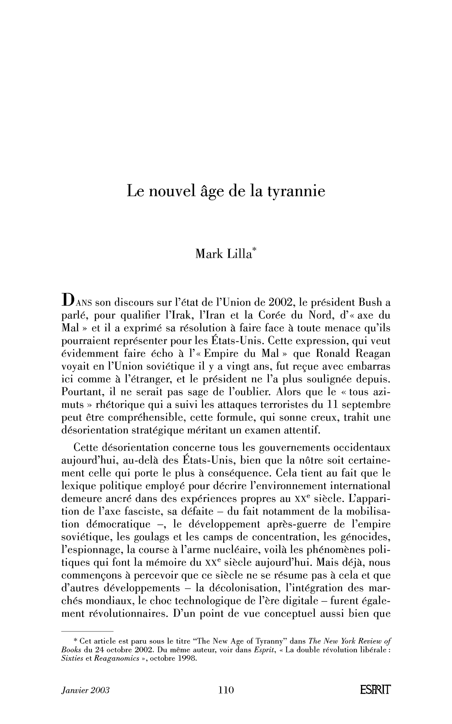 Le nouvel âge de la tyrannie