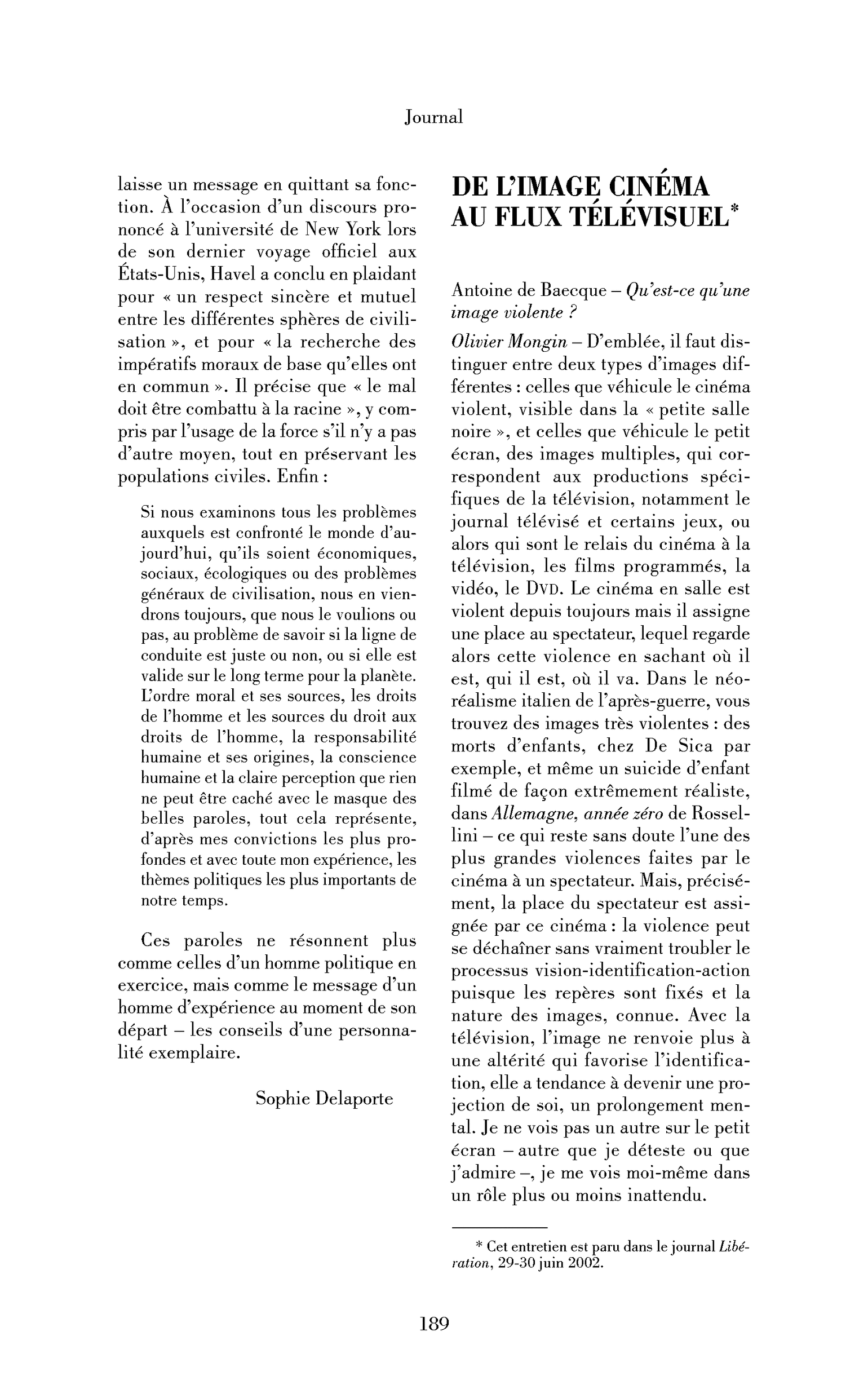 De l’image cinéma au flux télévisuel