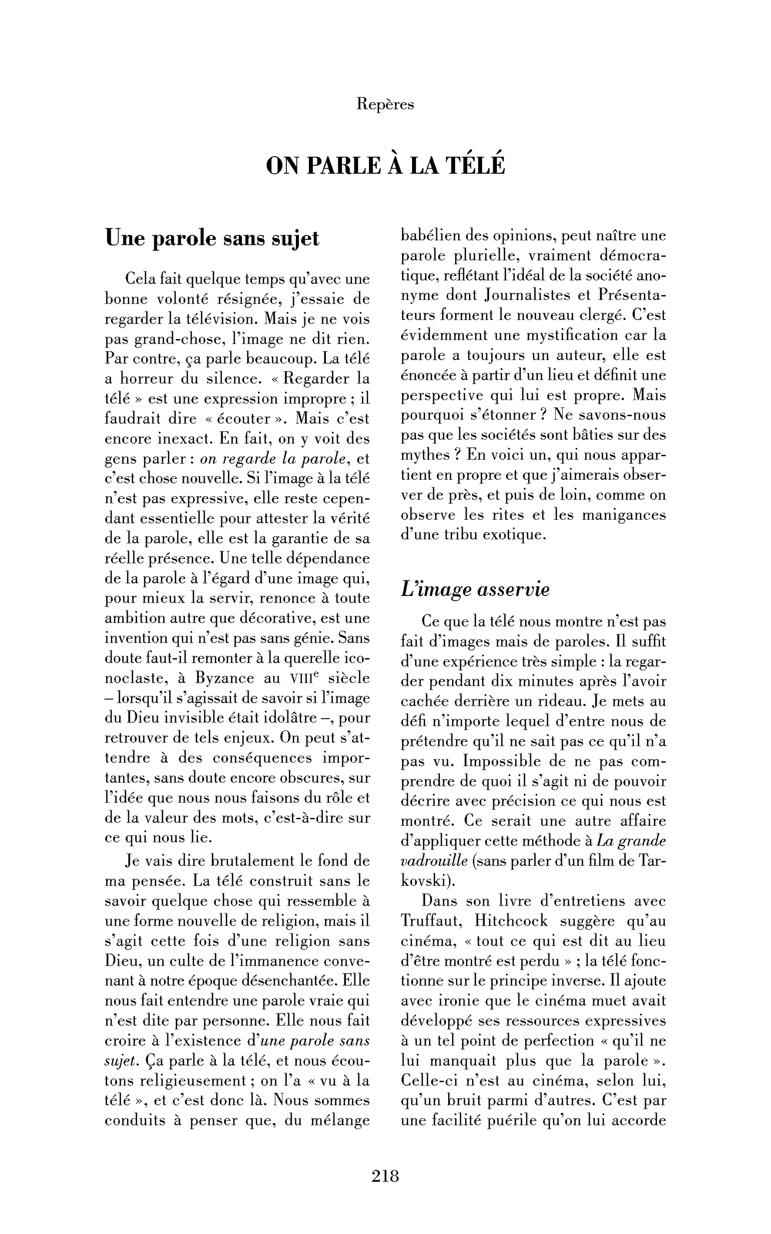 Une parole sans sujet