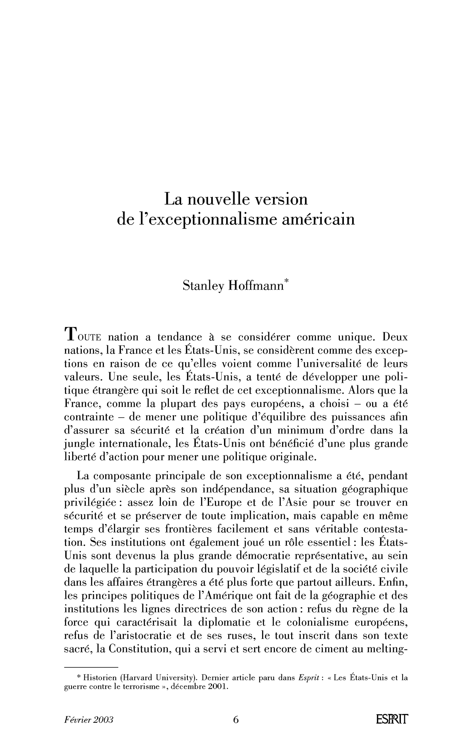 La nouvelle version de l’exceptionnalisme américain