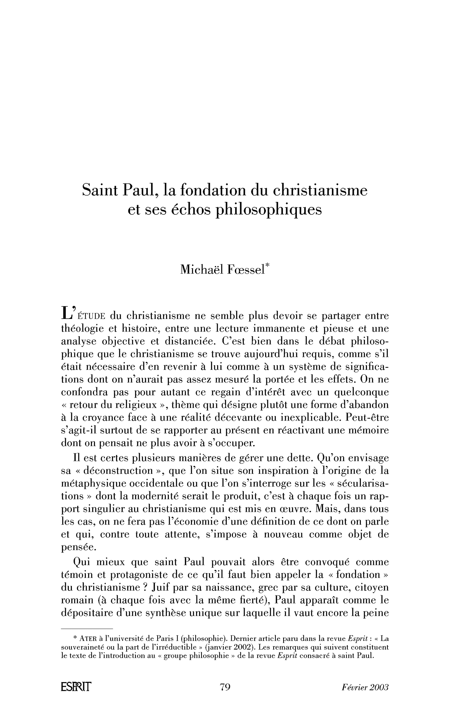 Saint Paul, la fondation du christianisme et ses échos philosophiques