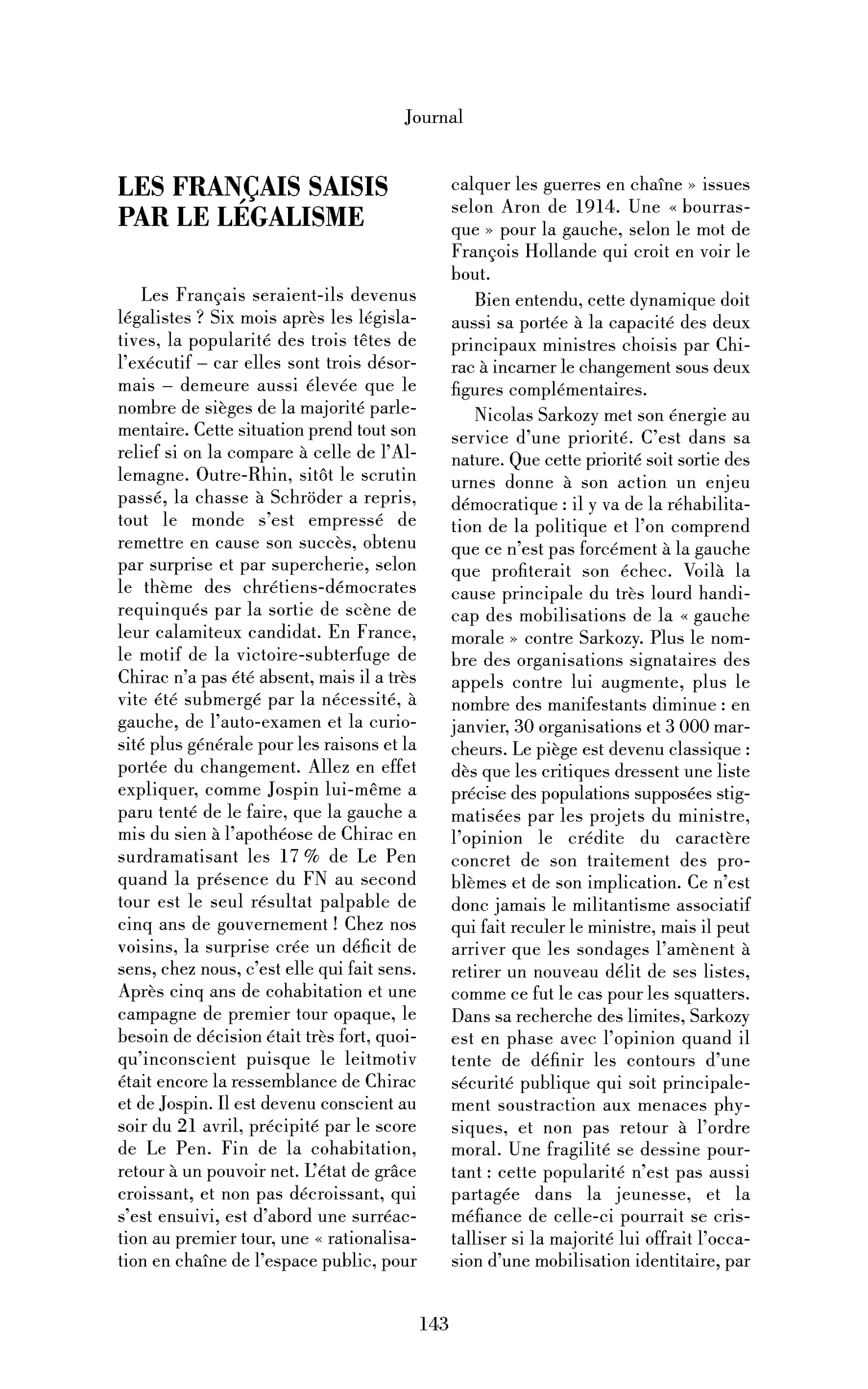 Les Français saisis par le légalisme