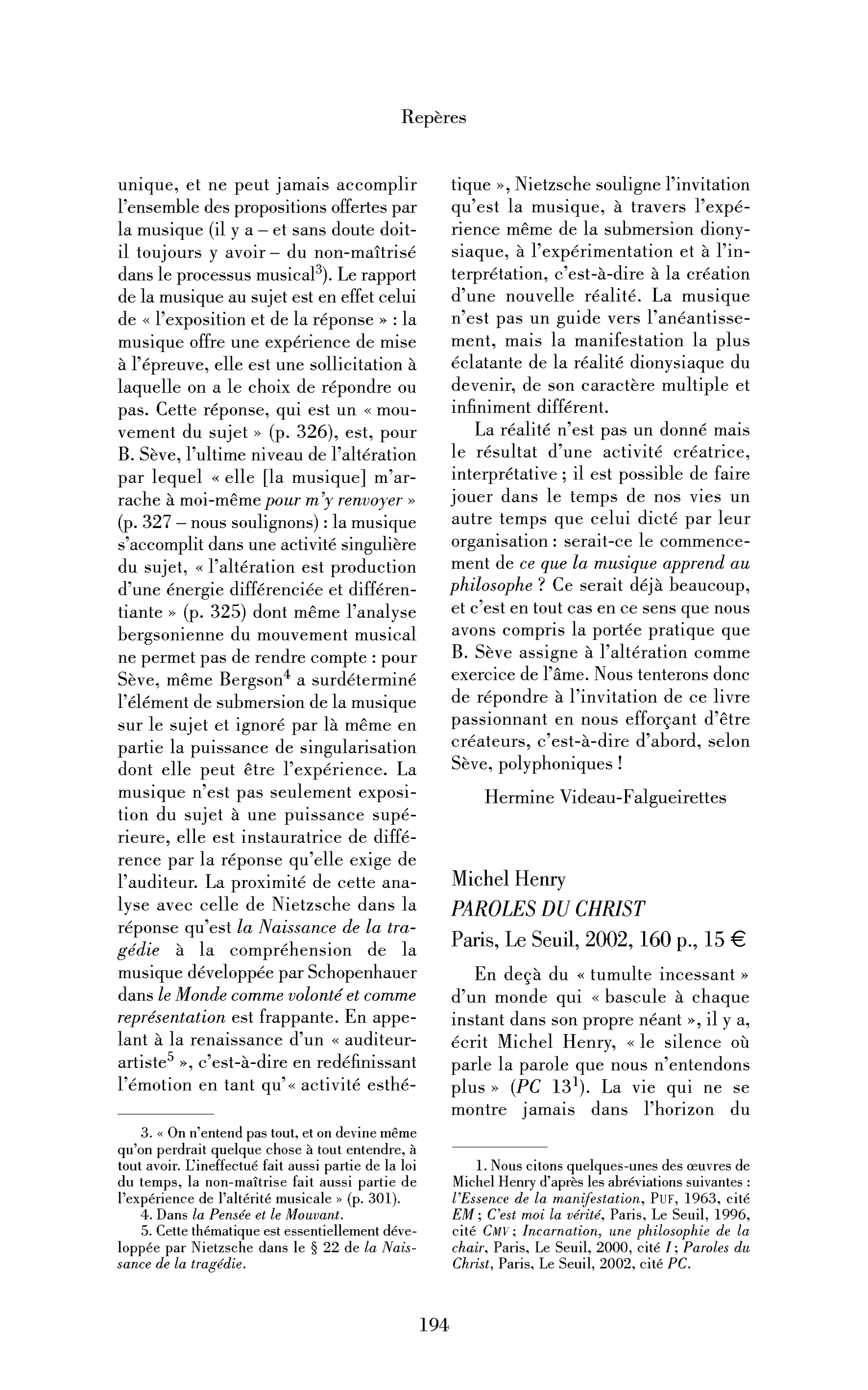 Michel Henry: Paroles du Christ