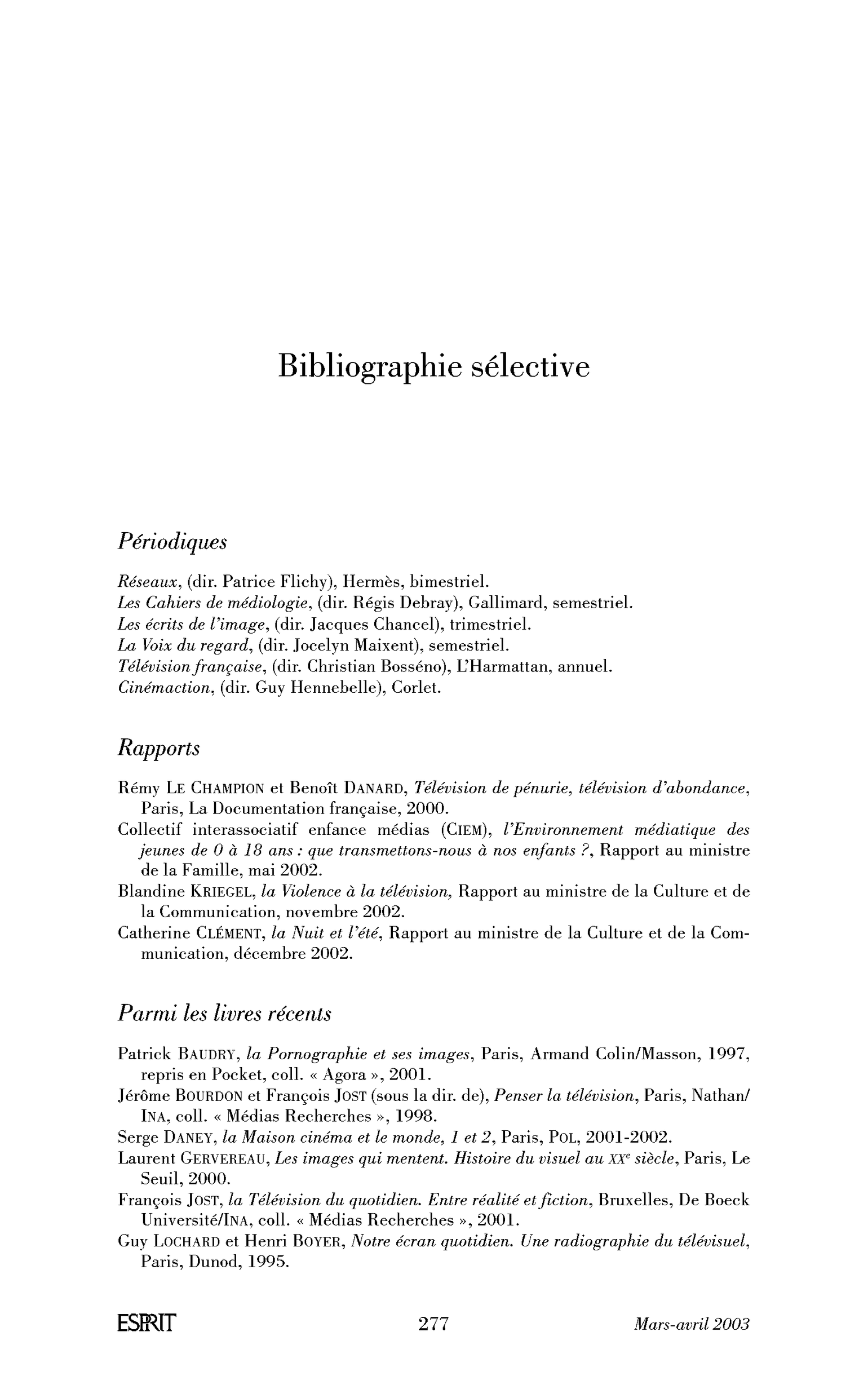 Bibliographie sélective