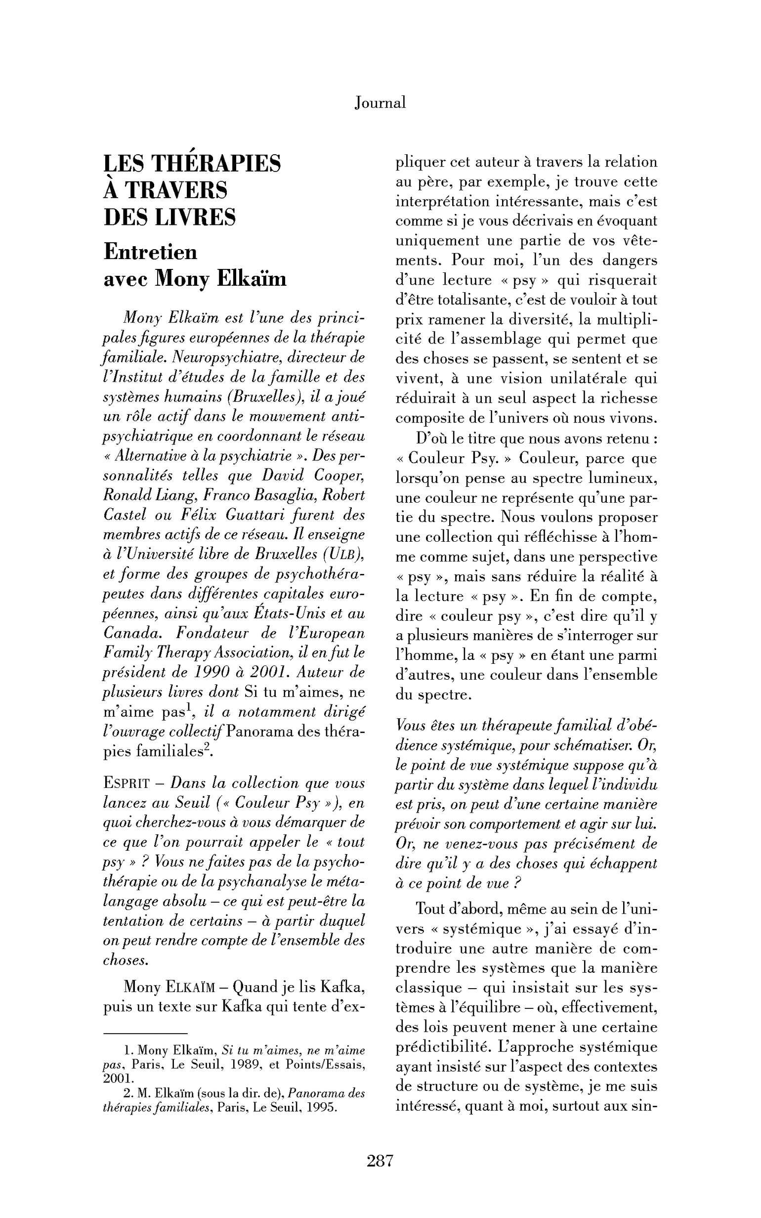 Les thérapies à travers des livres (entretien)